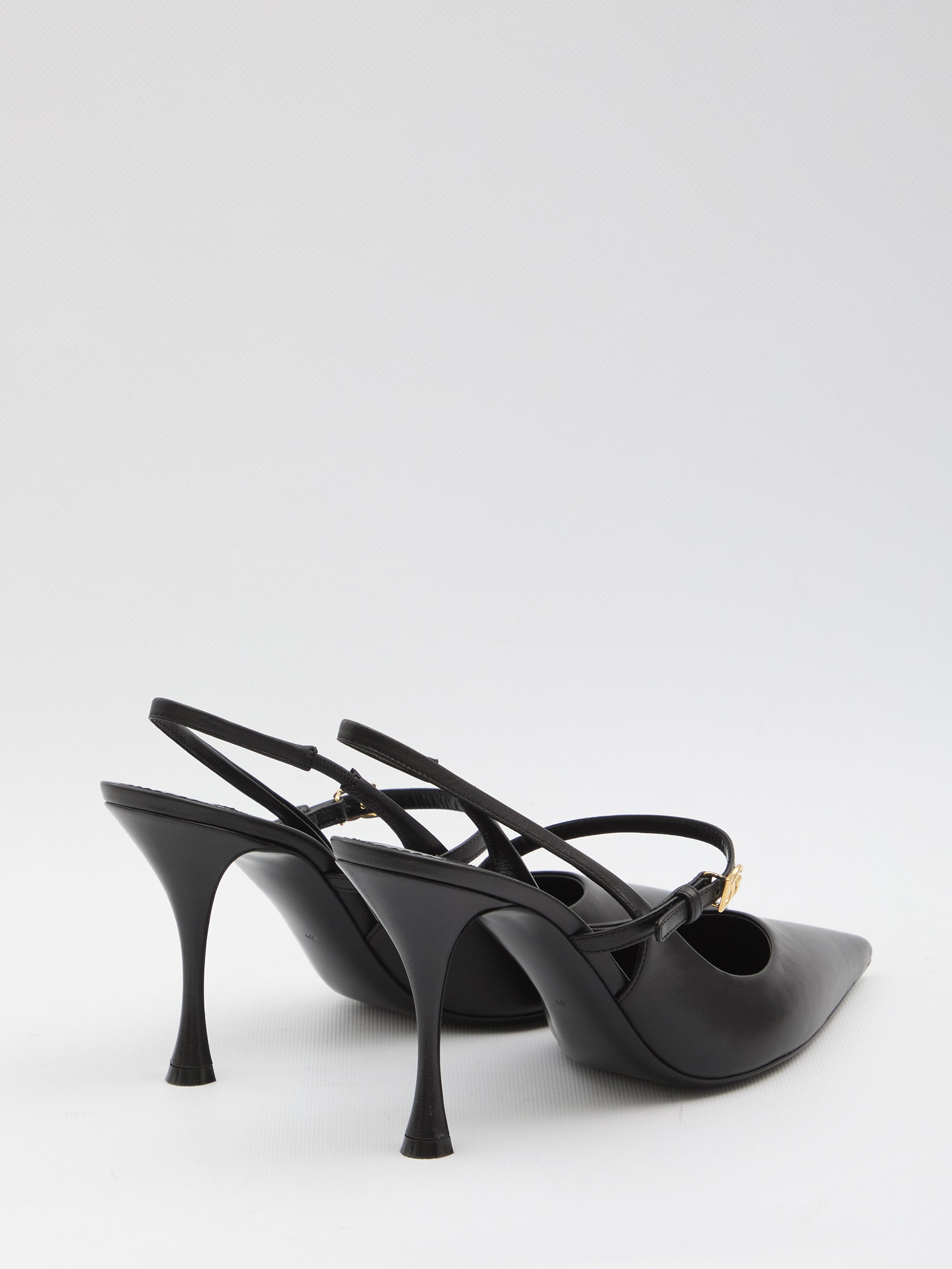 DOLCE&GABBANA 37 black leather slingback pumps