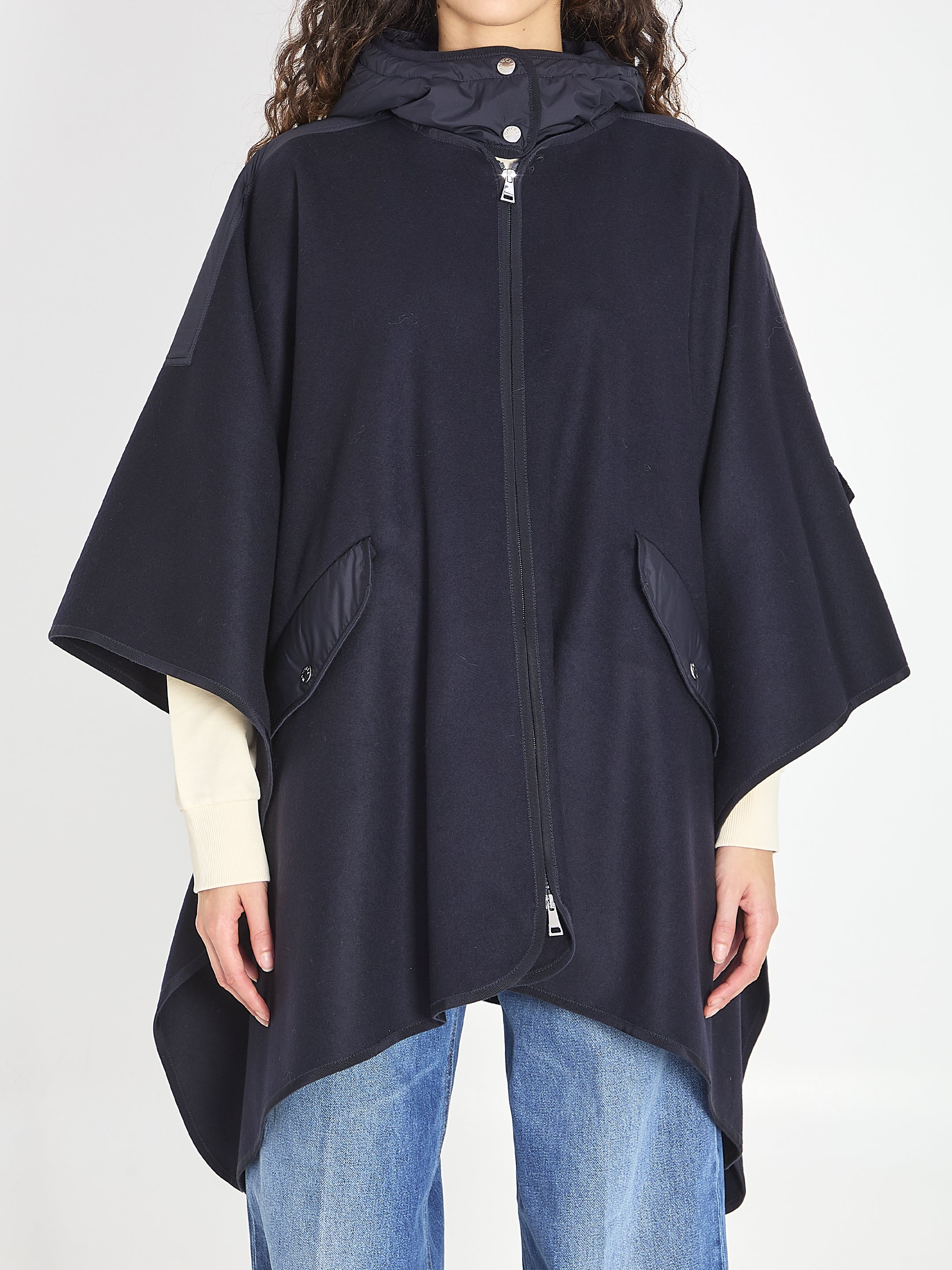 MONCLER OS wool and nylon cape