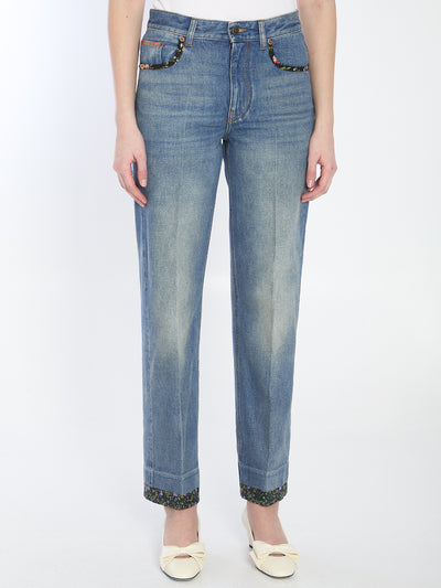 floral print jeans