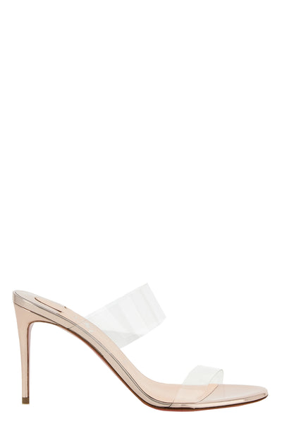 just nothing laminated leather mules