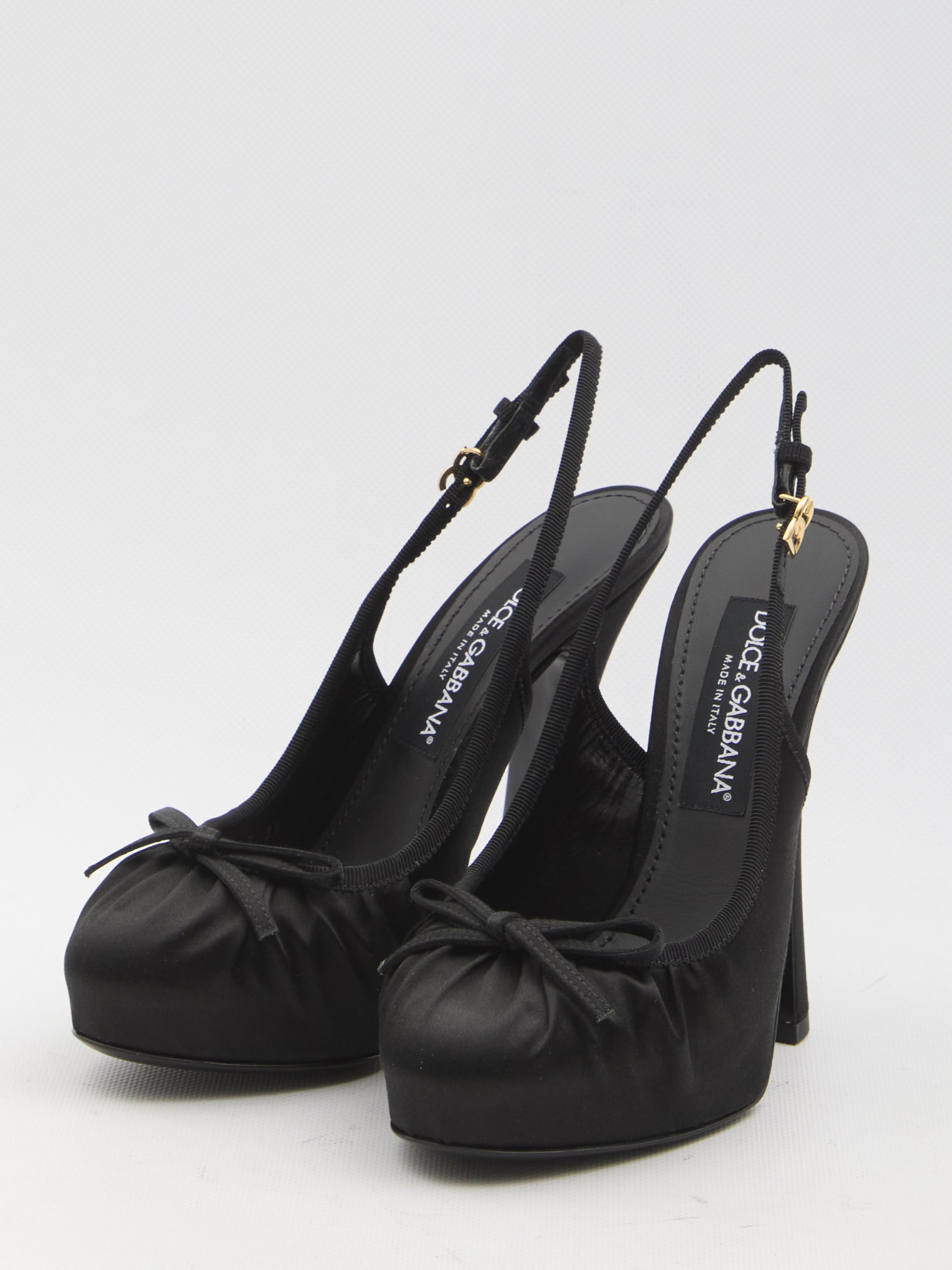 DOLCE&GABBANA 37 satin slingback platform shoes