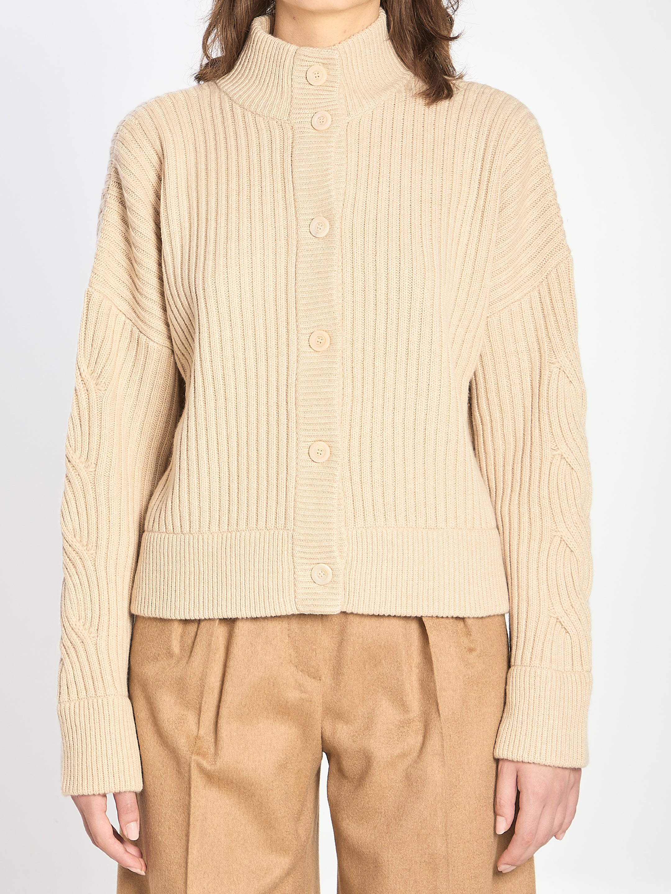MAX MARA M ribbed cardigan in wool and cashmere