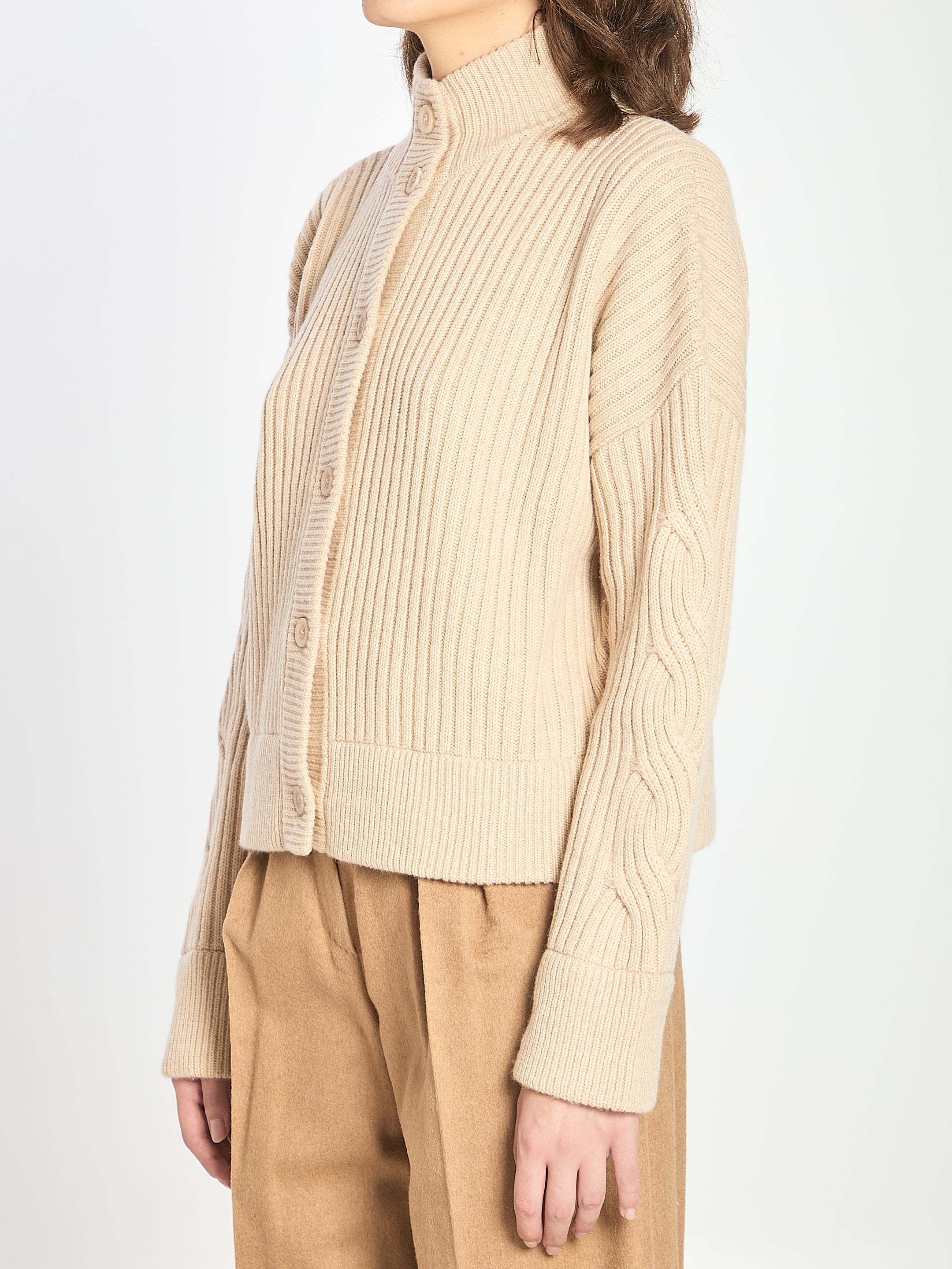 MAX MARA M ribbed cardigan in wool and cashmere