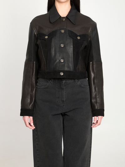 slim-fit leather blouson