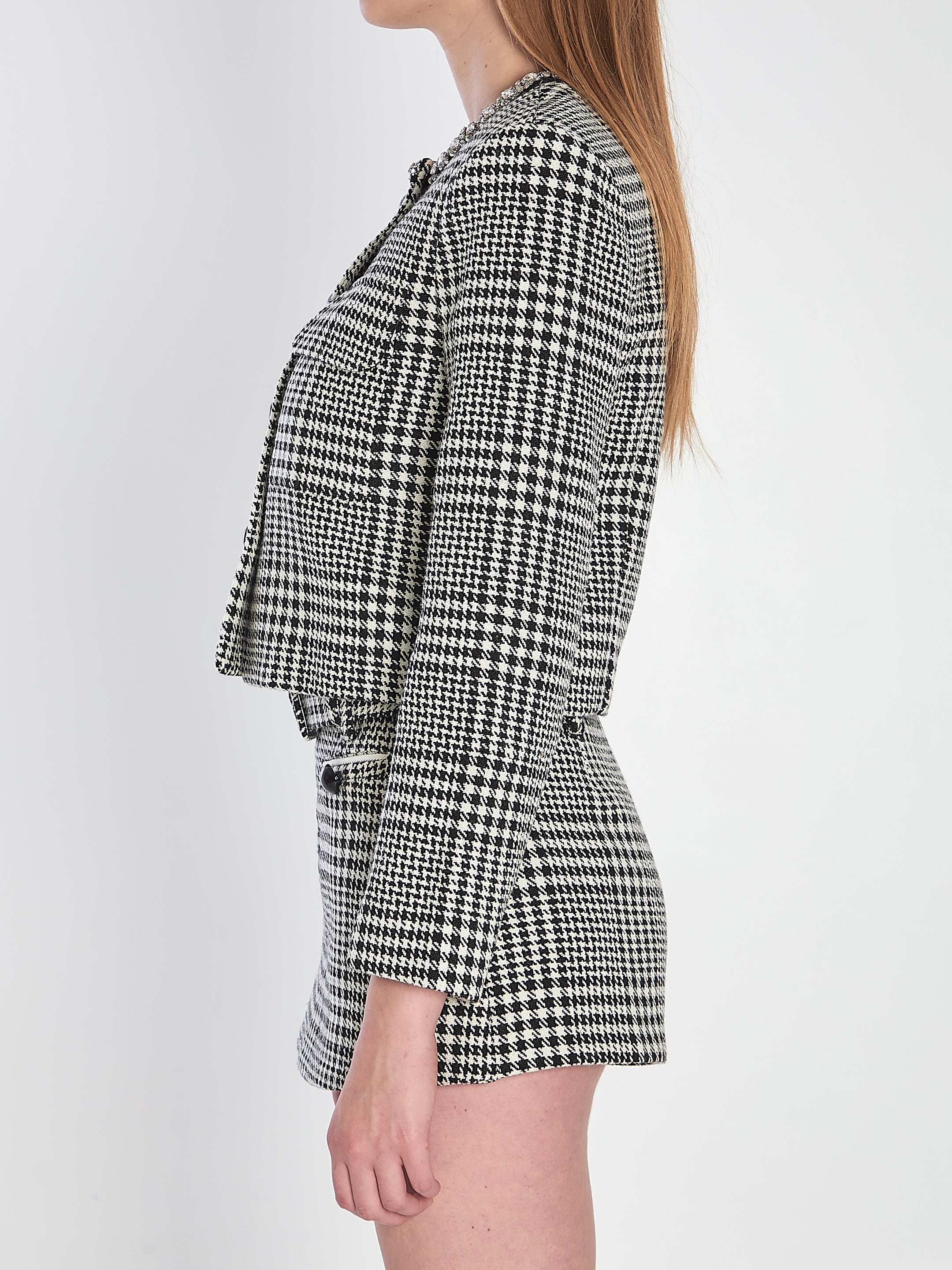SELF PORTRAIT 10 houndstooth cropped jacket