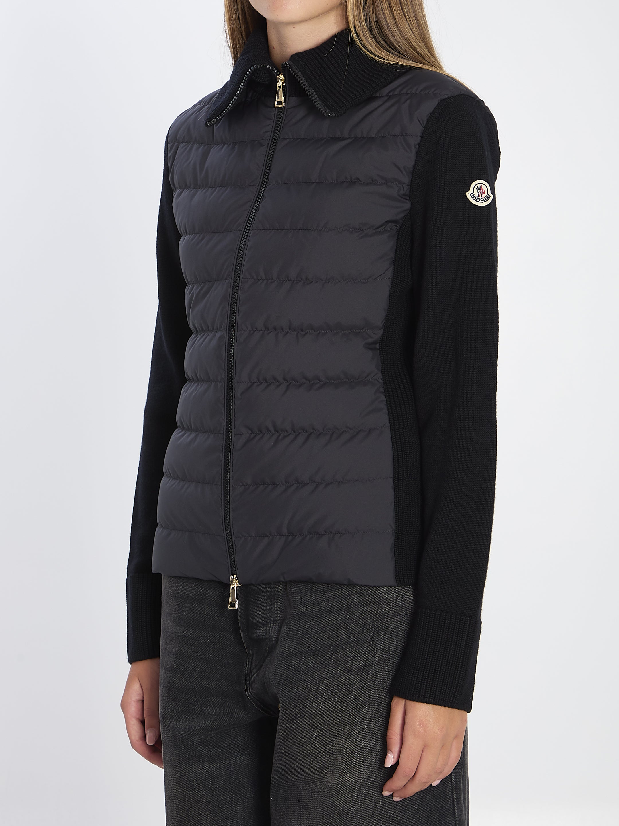 MONCLER S padded cardigan with high collar