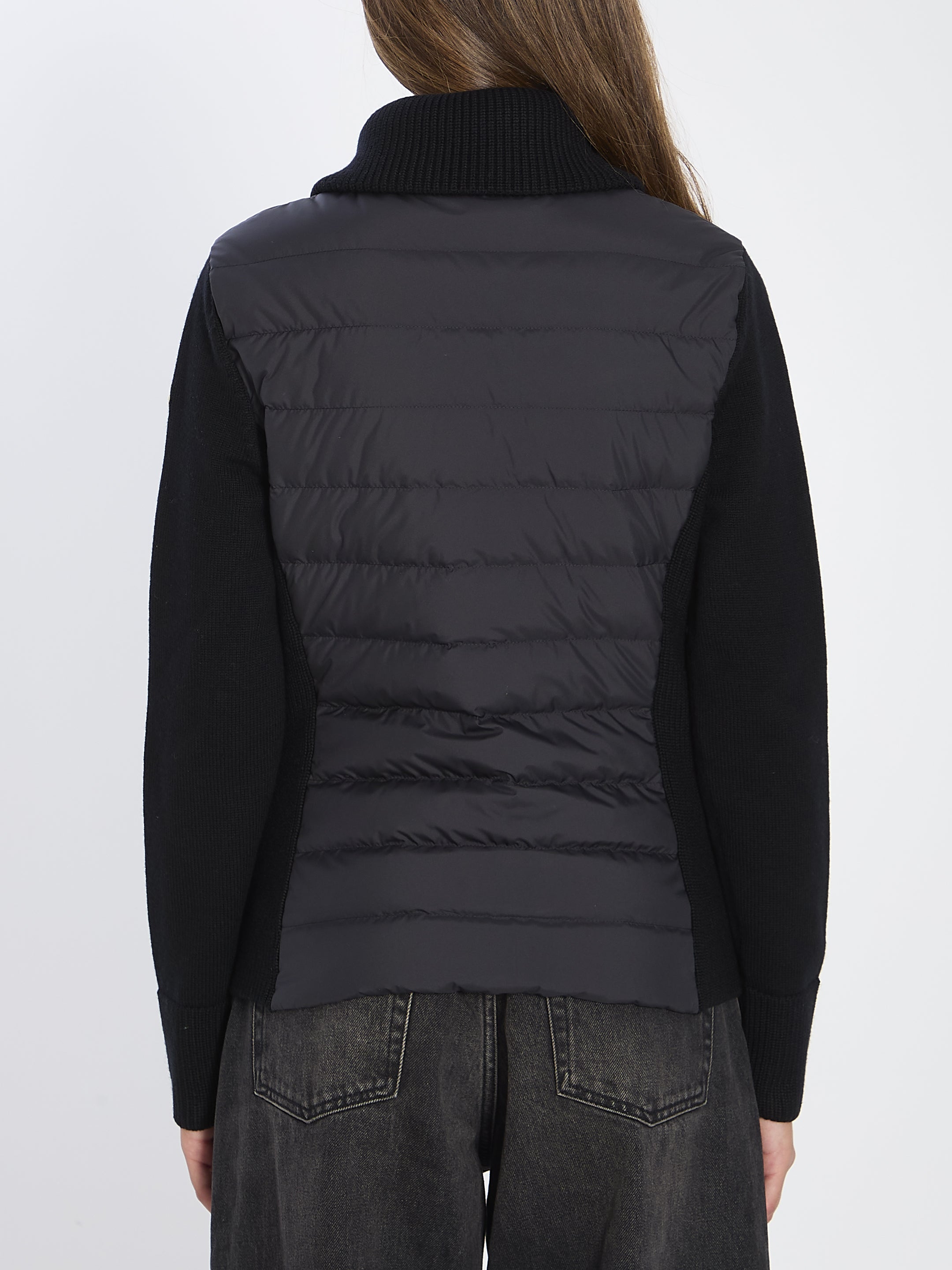 MONCLER S padded cardigan with high collar