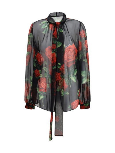 rose print chiffon blouse
