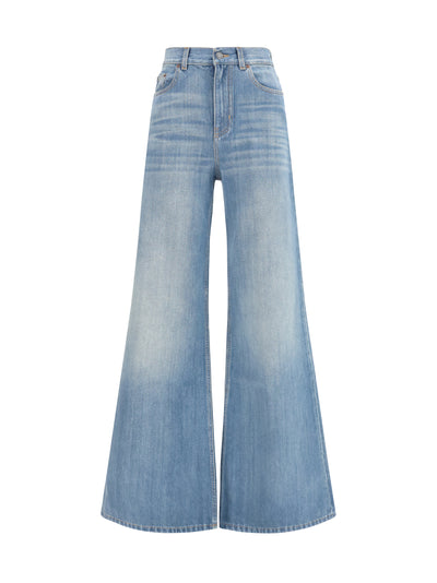 high-rise wide-leg denim jeans