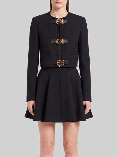 crop natté wool jacket