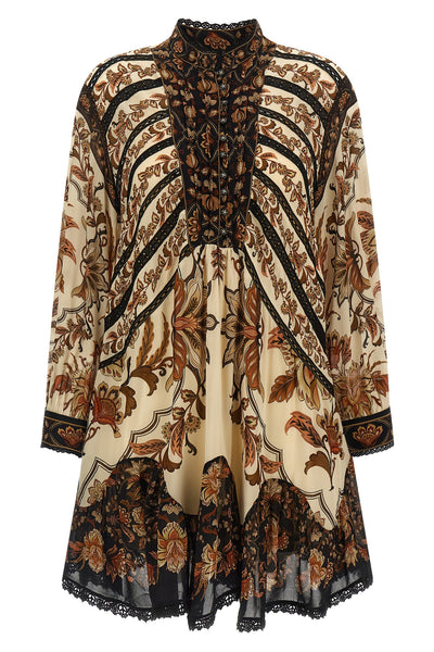mini majestic garden sand dress in floral print fabric