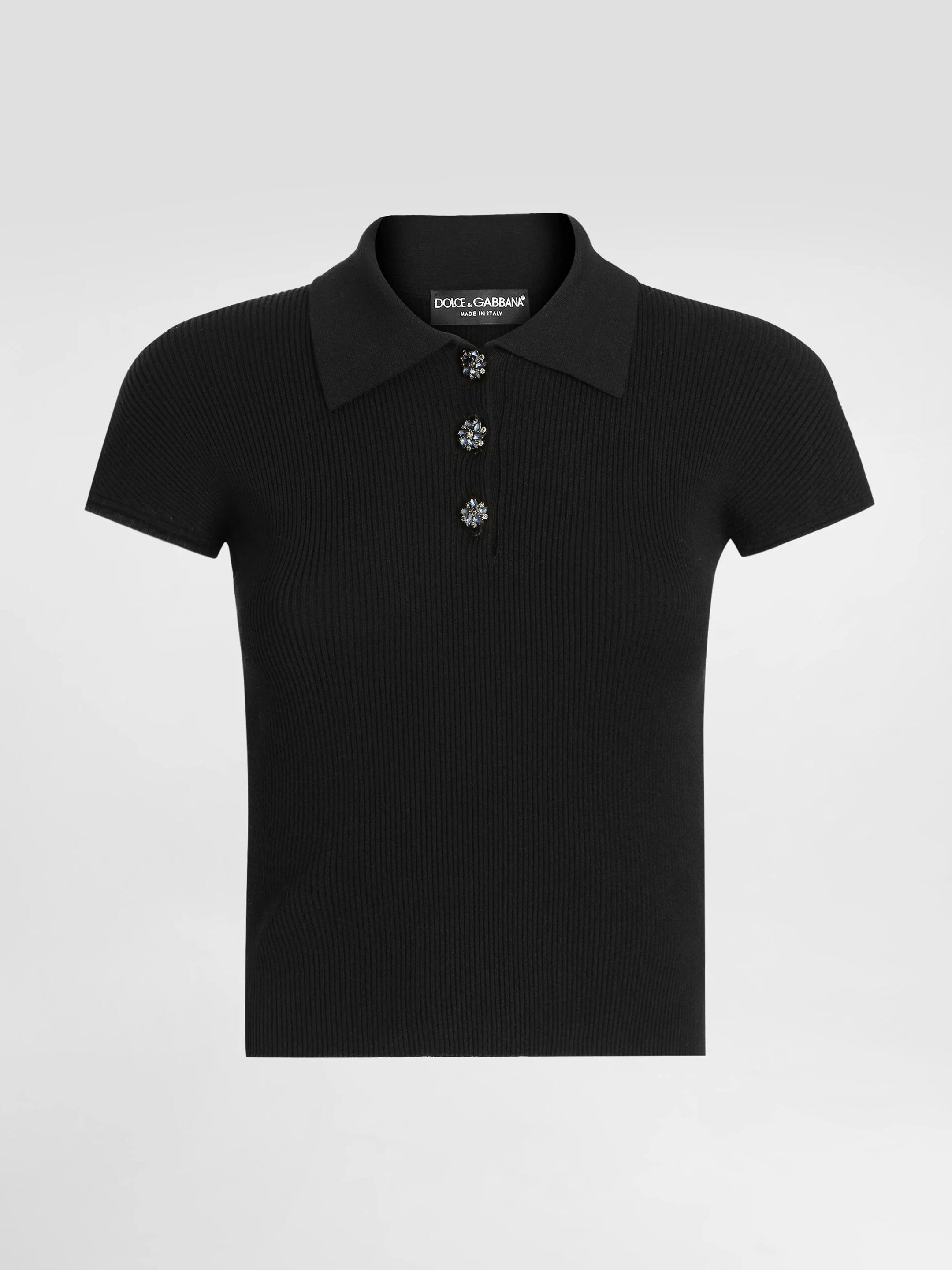 DOLCE&GABBANA 40 ribbed polo-style top
