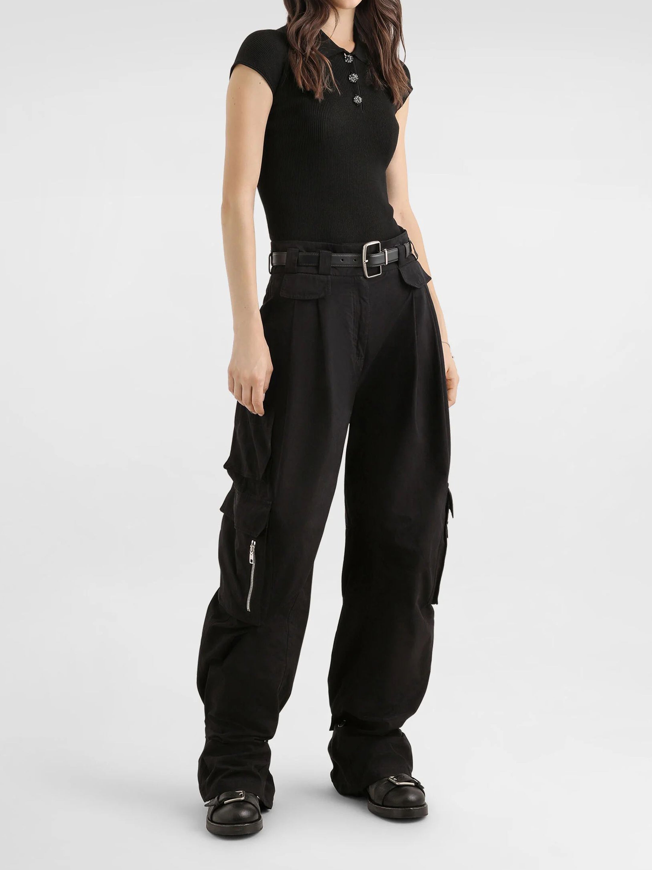 DOLCE&GABBANA 40 ribbed polo-style top