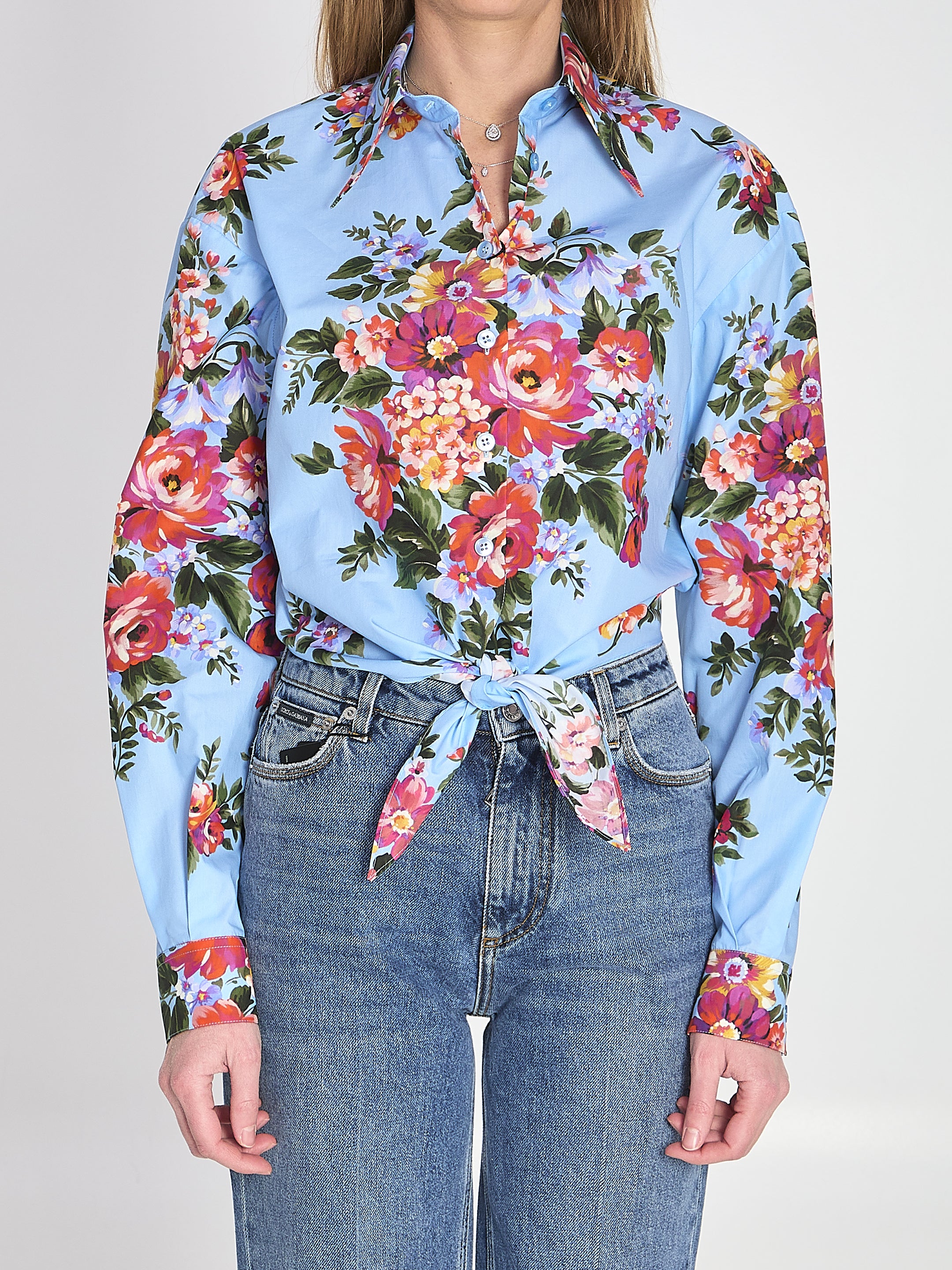 DOLCE&GABBANA 40 floral bouquet-print cotton shirt