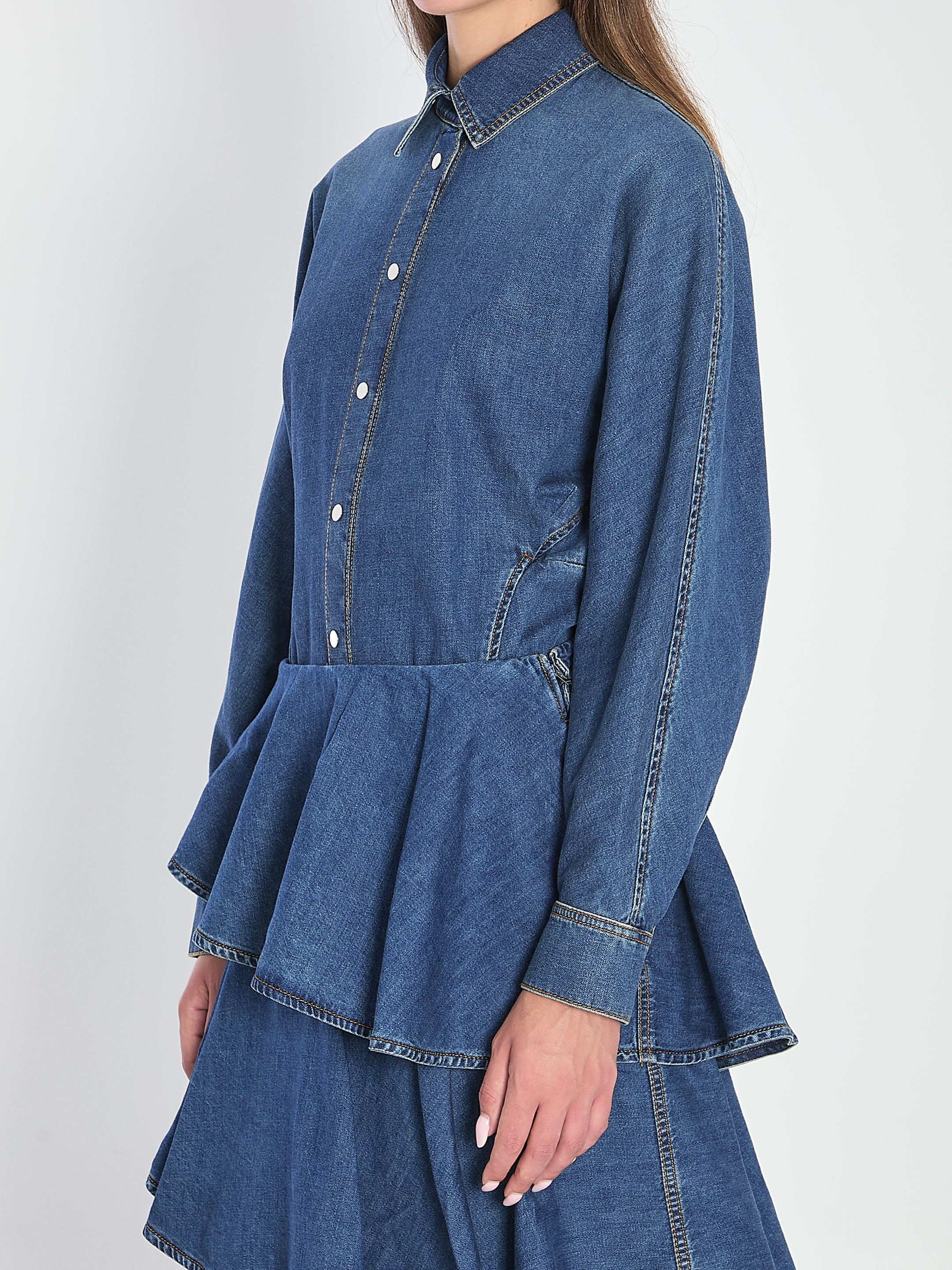 ALAIA 36 rounded shirt in denim