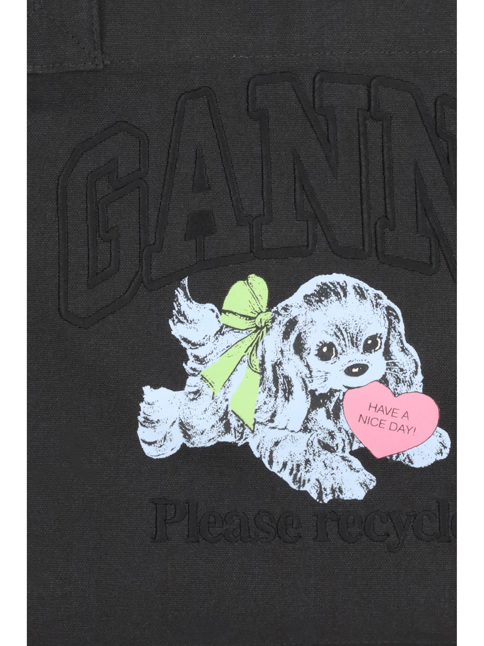 GANNI OS puppy tote bag