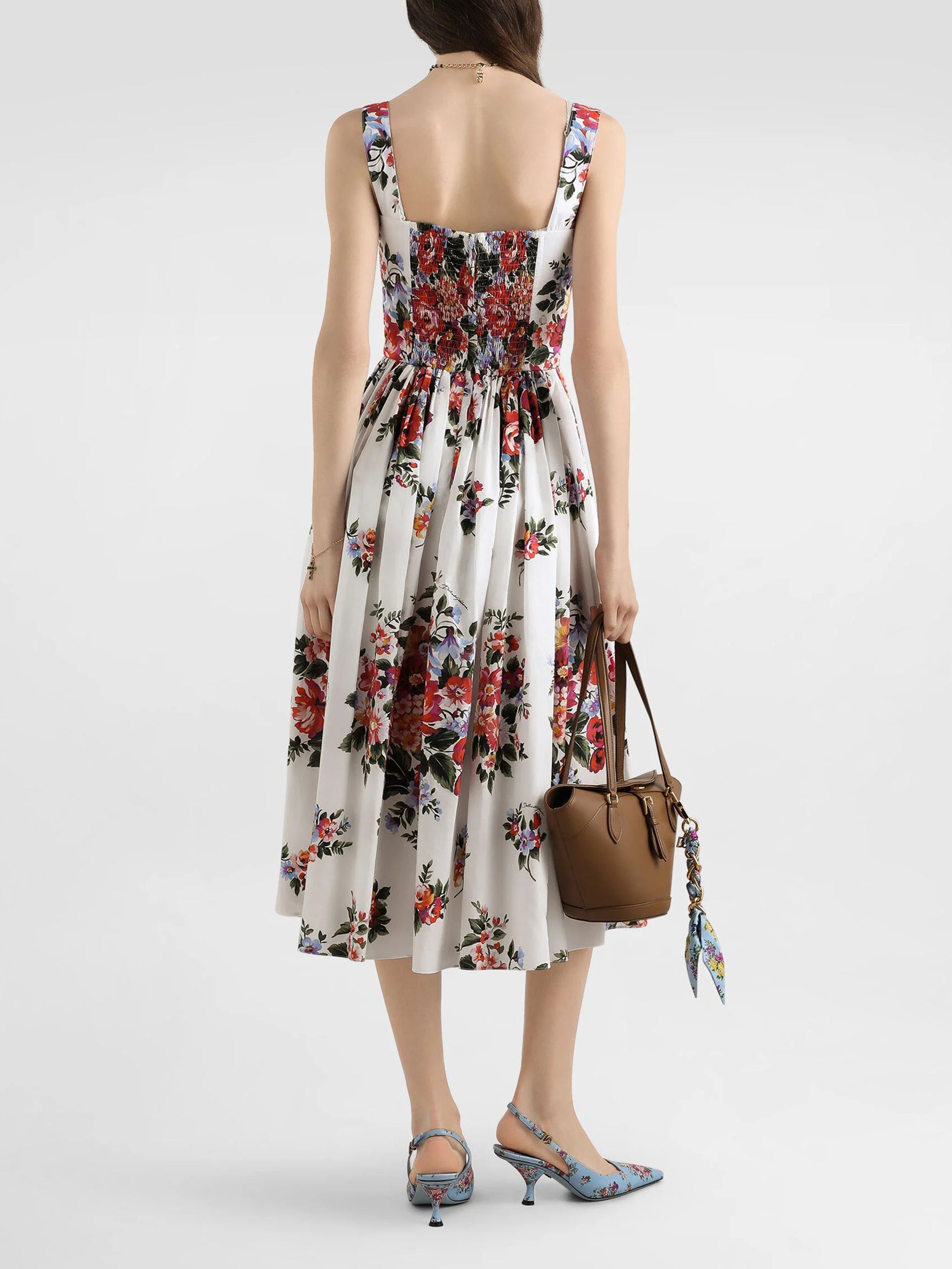 DOLCE&GABBANA 40 floral print bustier midi dress