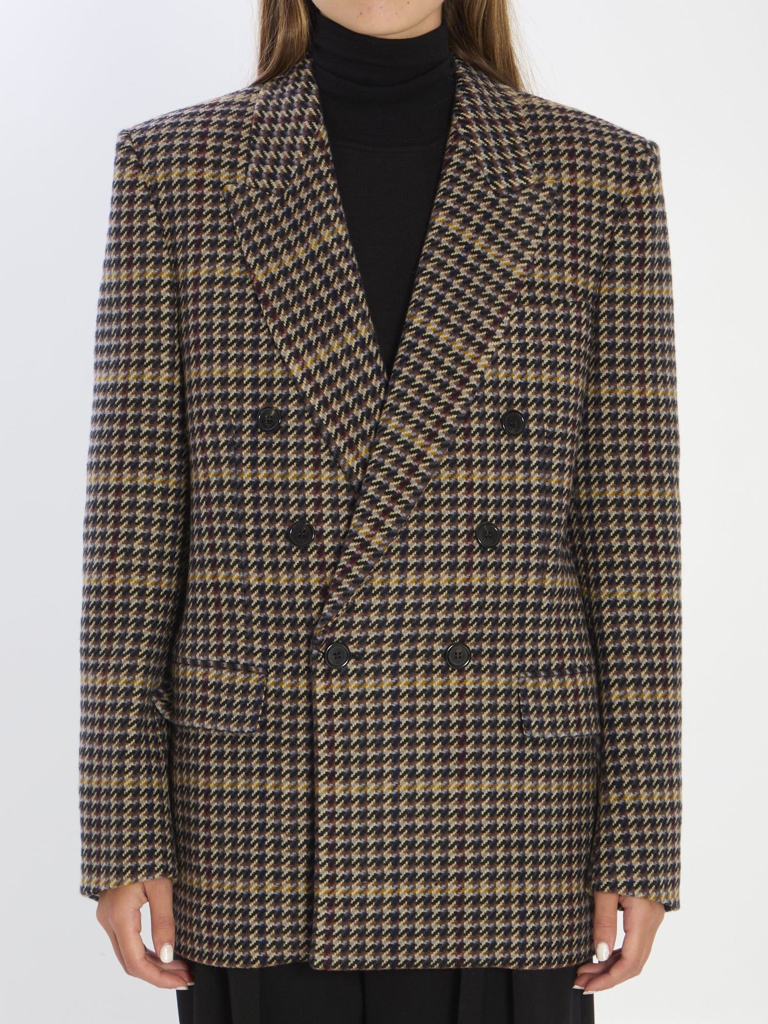 SAINT LAURENT 38 checked wool jacket