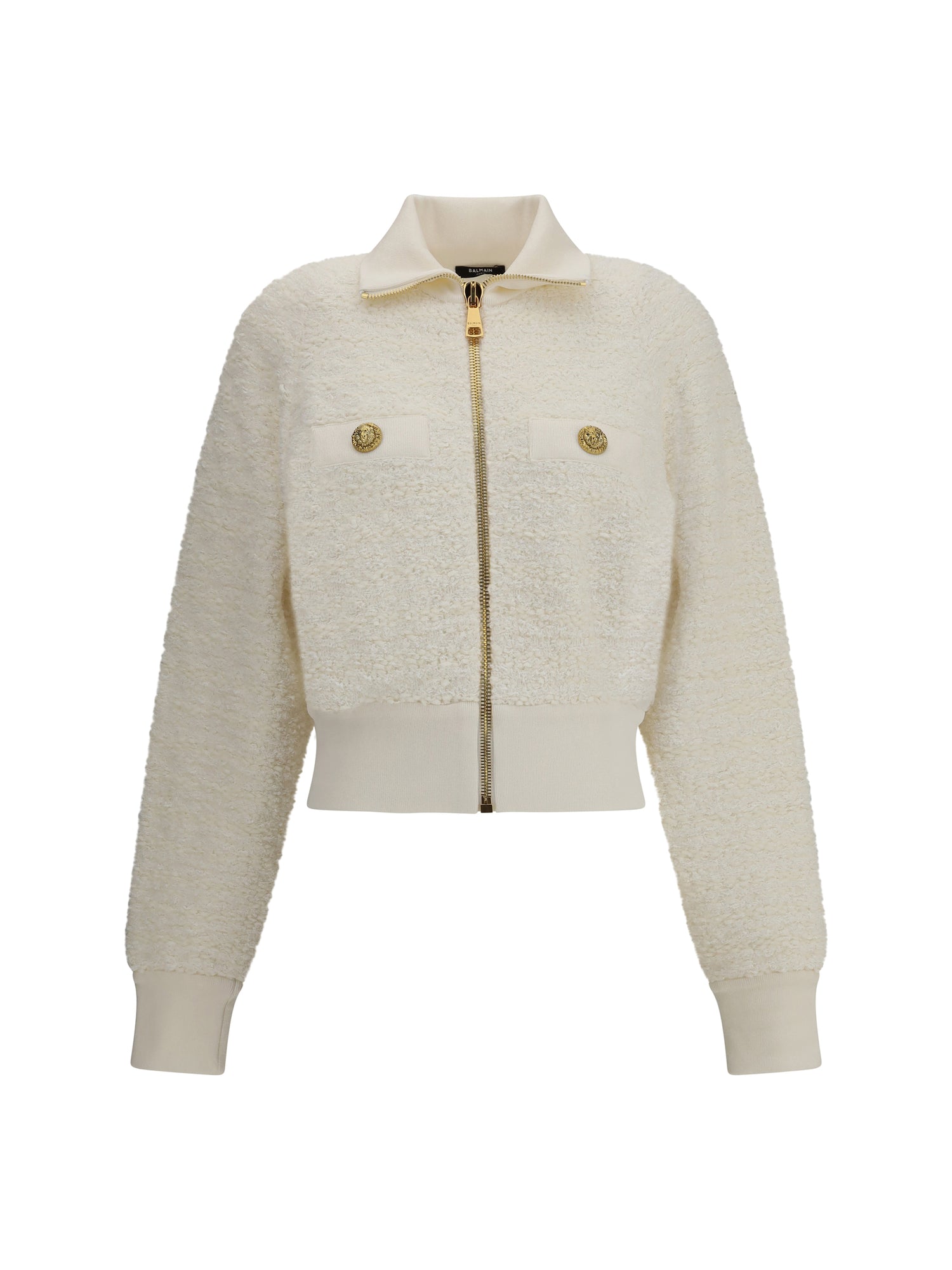 BALMAIN 36 tweed bomber jacket