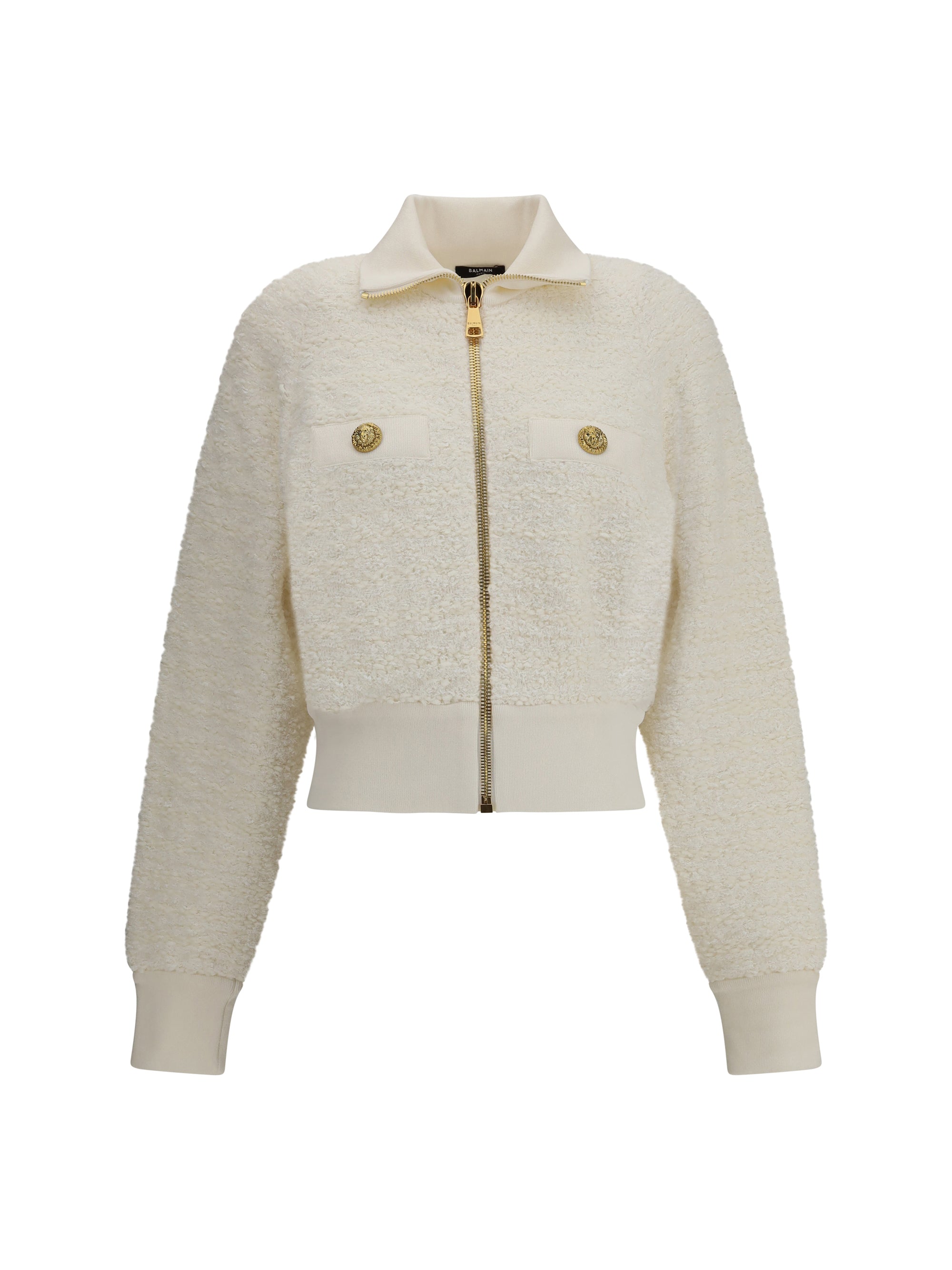 BALMAIN 36 tweed bomber jacket