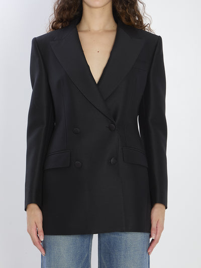 double-breasted jacket in faille