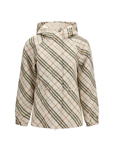 reversible check hooded jacket