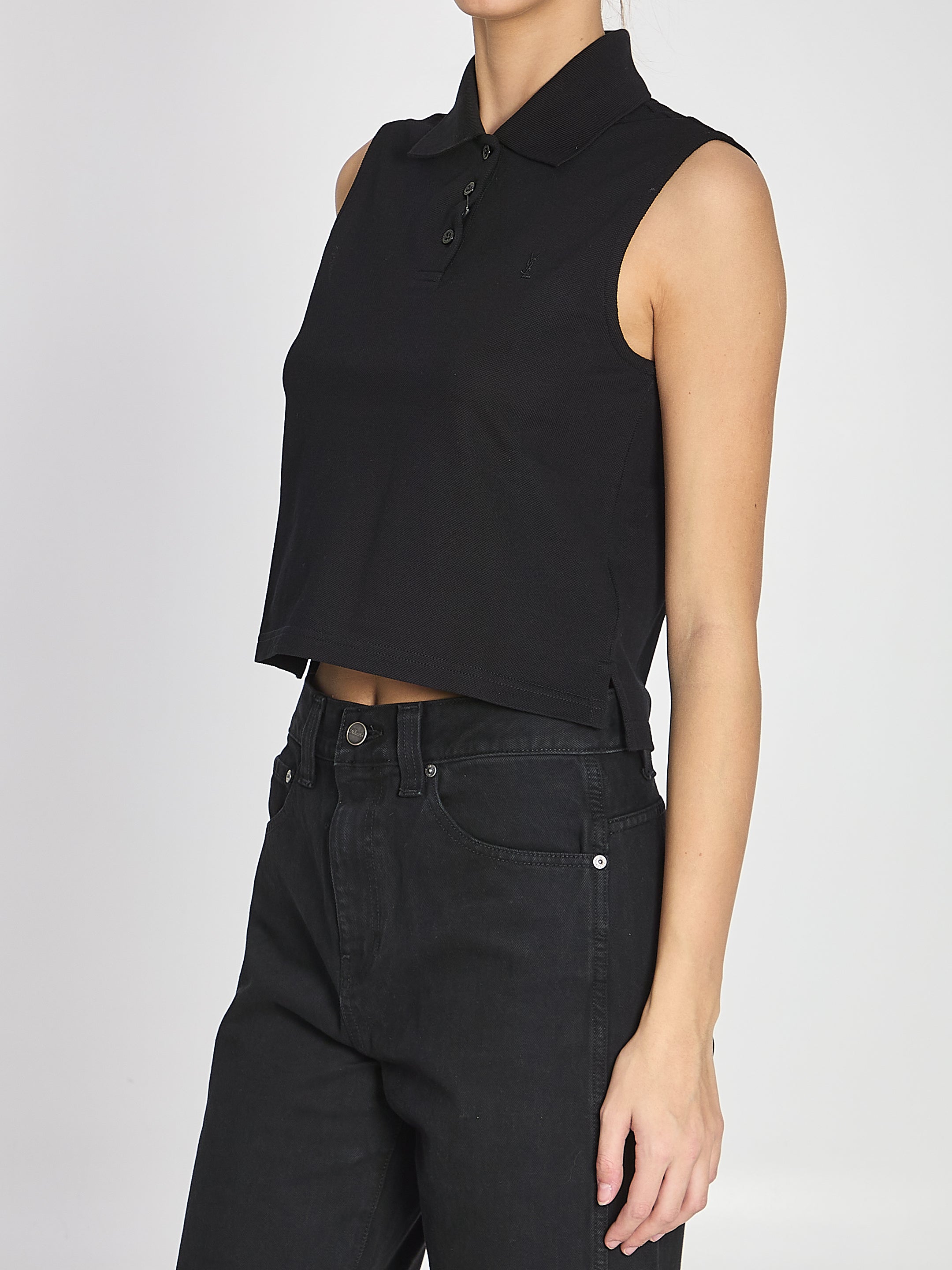 SAINT LAURENT M cassandre polo in cotton piqué