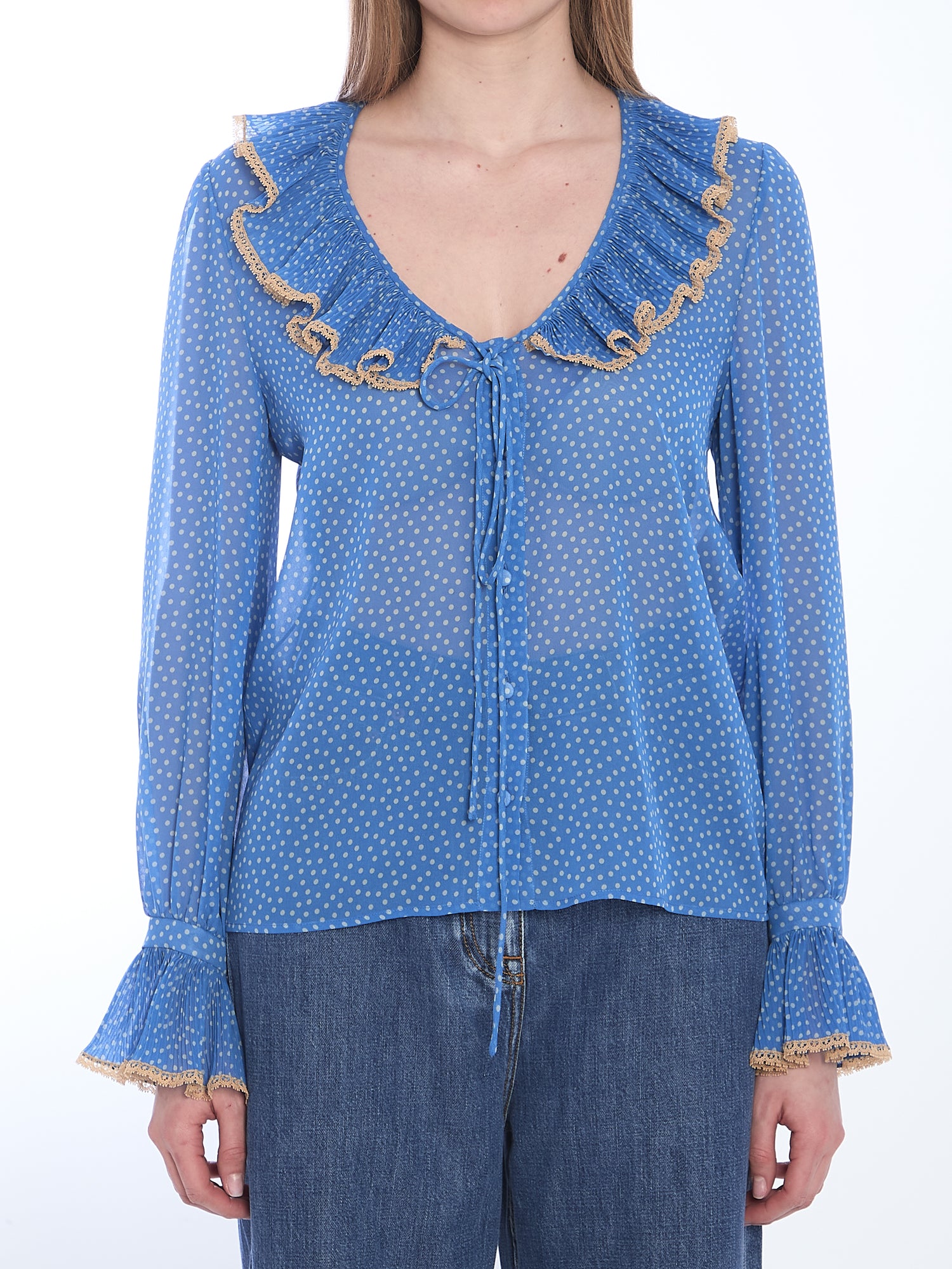 VALENTINO GARAVANI 40 blouse with polka dots