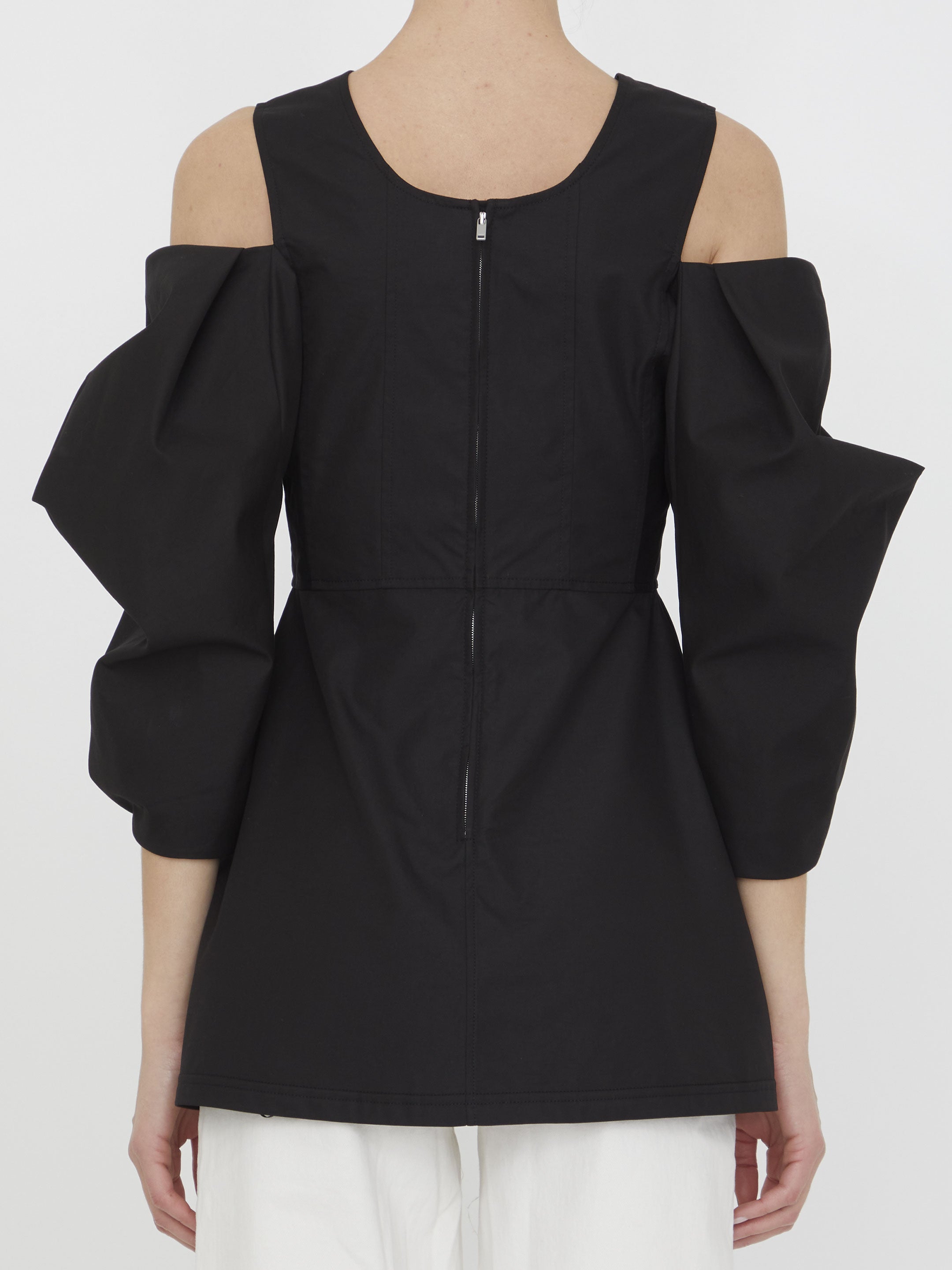JIL SANDER 36 cut-out cotton top