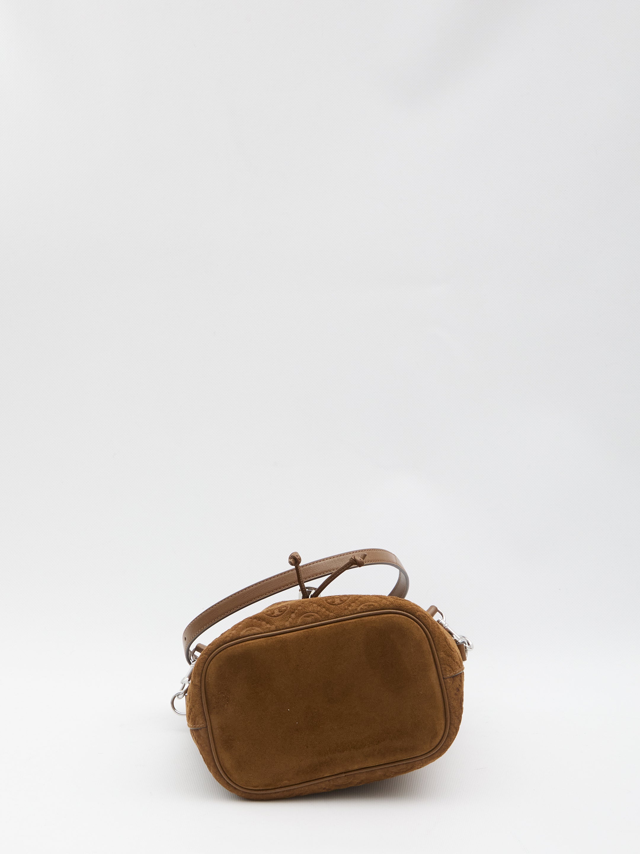 TORY BURCH OS t monogram suede bucket bag
