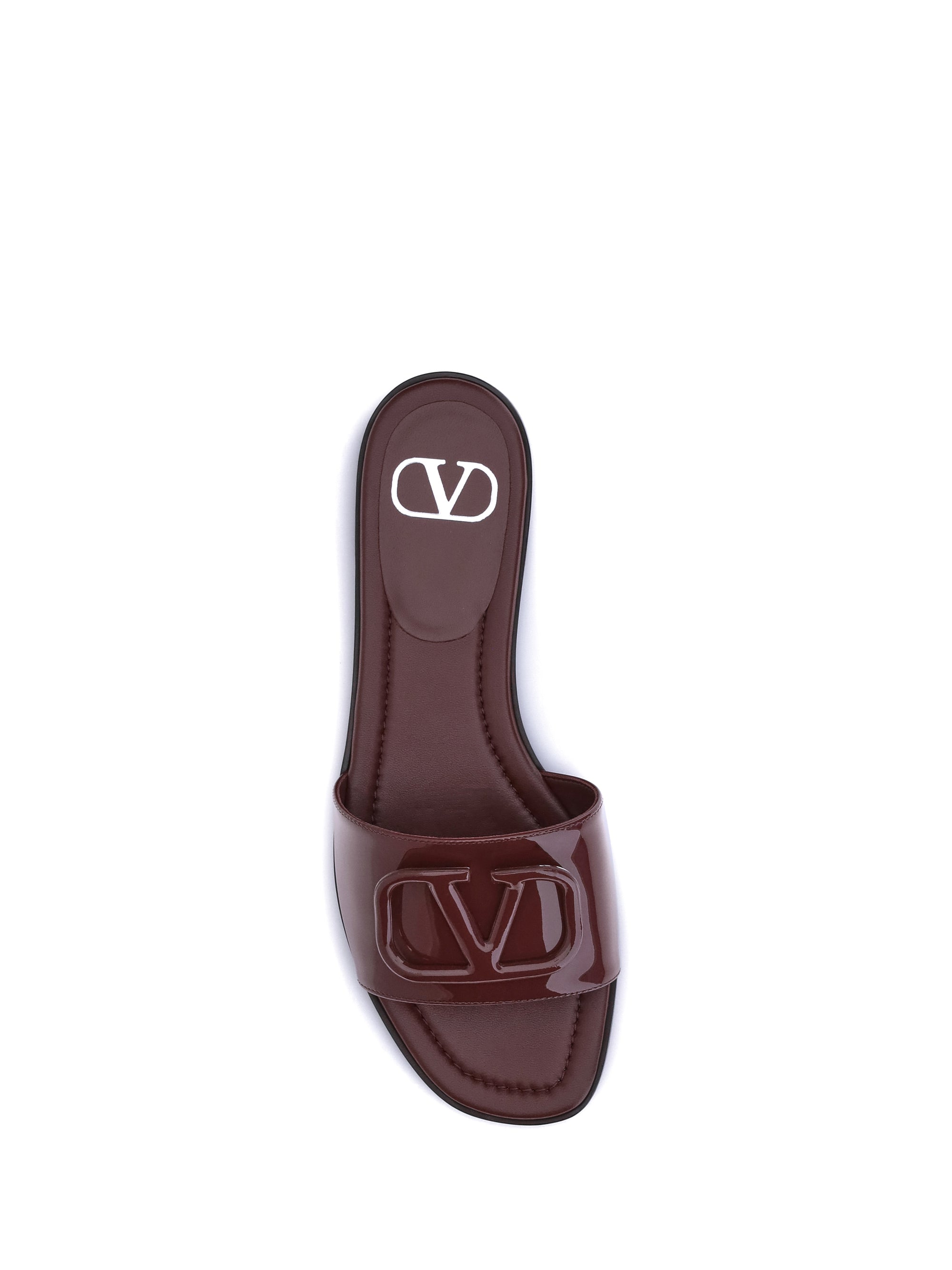 patent leathe vlogo slide sandals