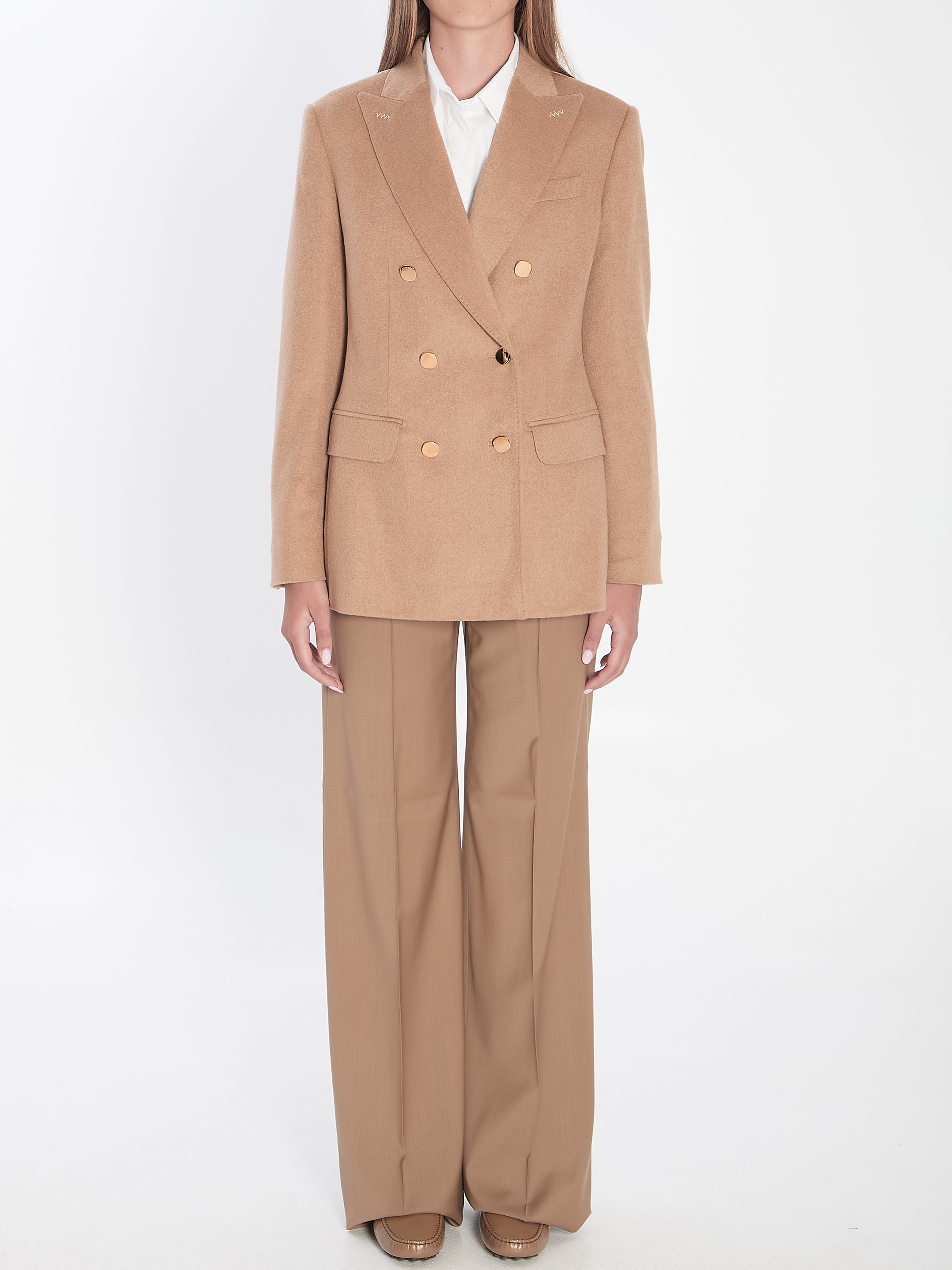 MAX MARA 40 double-breasted blazer in camel
