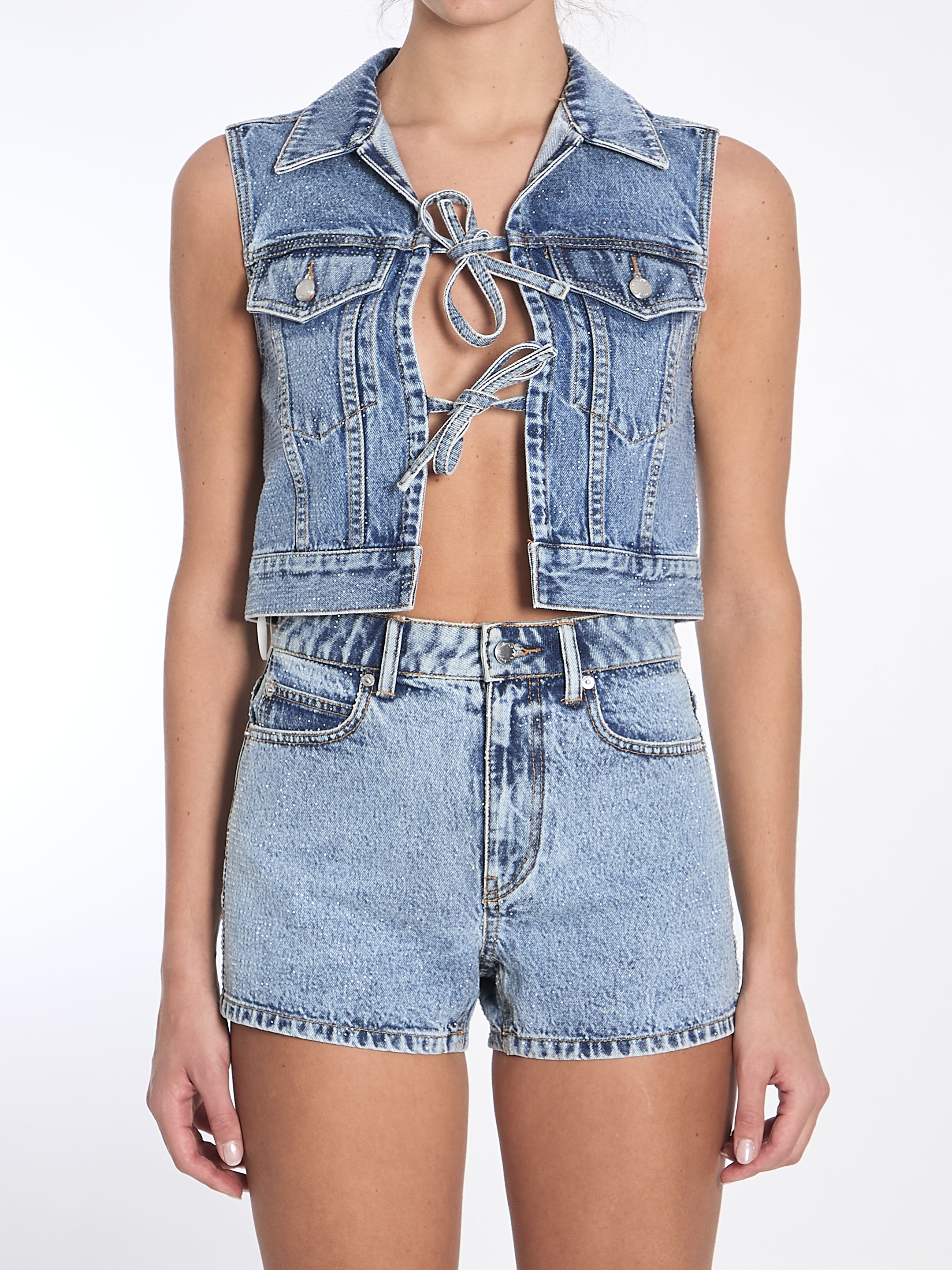 ALEXANDER WANG S cropped vest with bows and crystals
