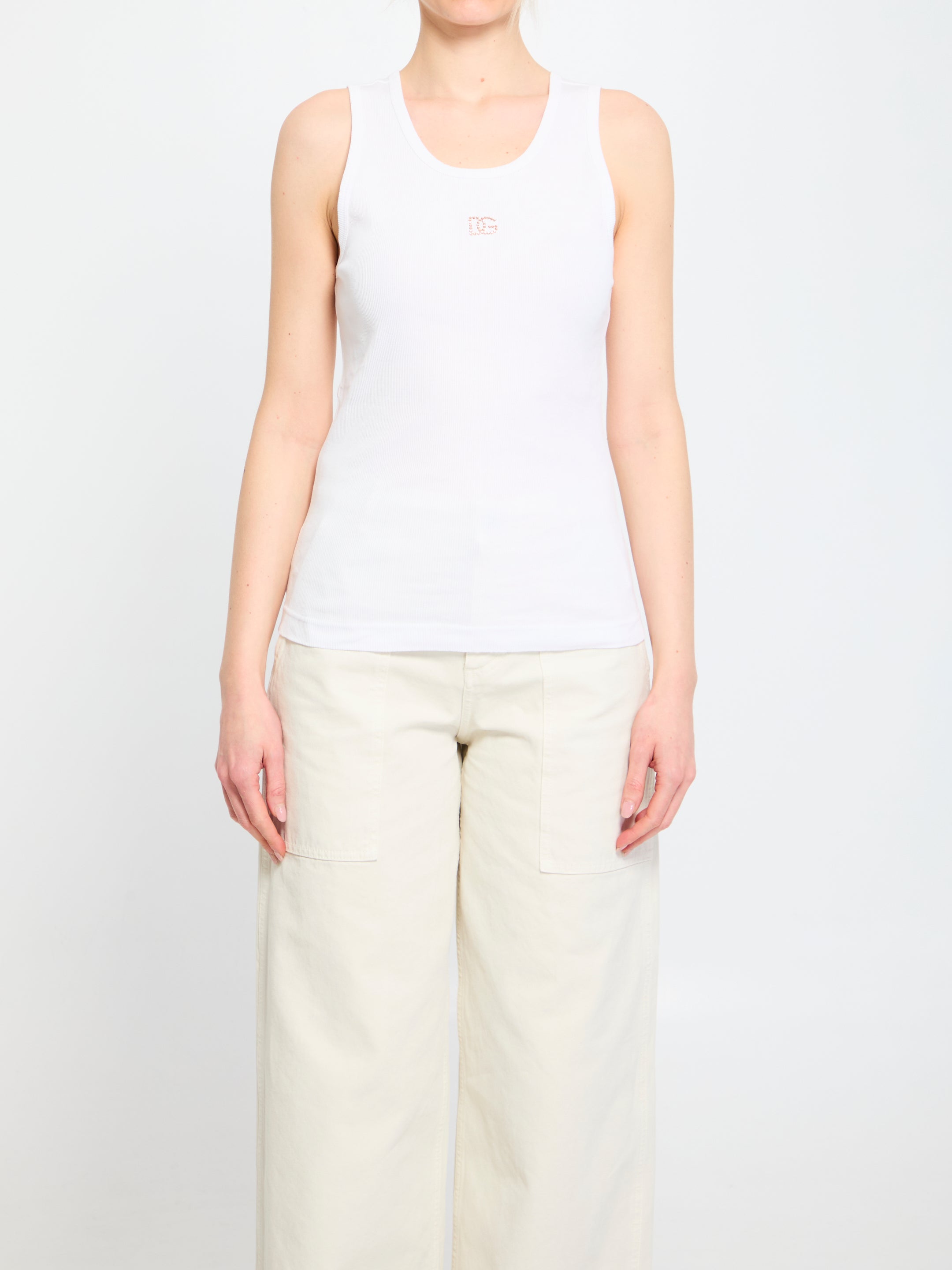 DOLCE&GABBANA 38 ribbed tank top with dg