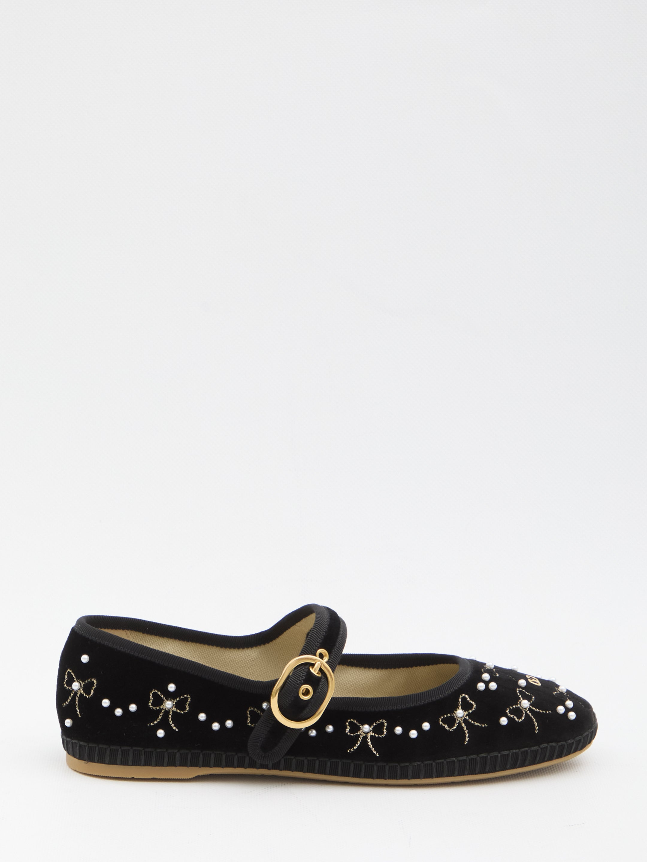 VALENTINO GARAVANI 36 endouce velvet mary-jane ballerina flats