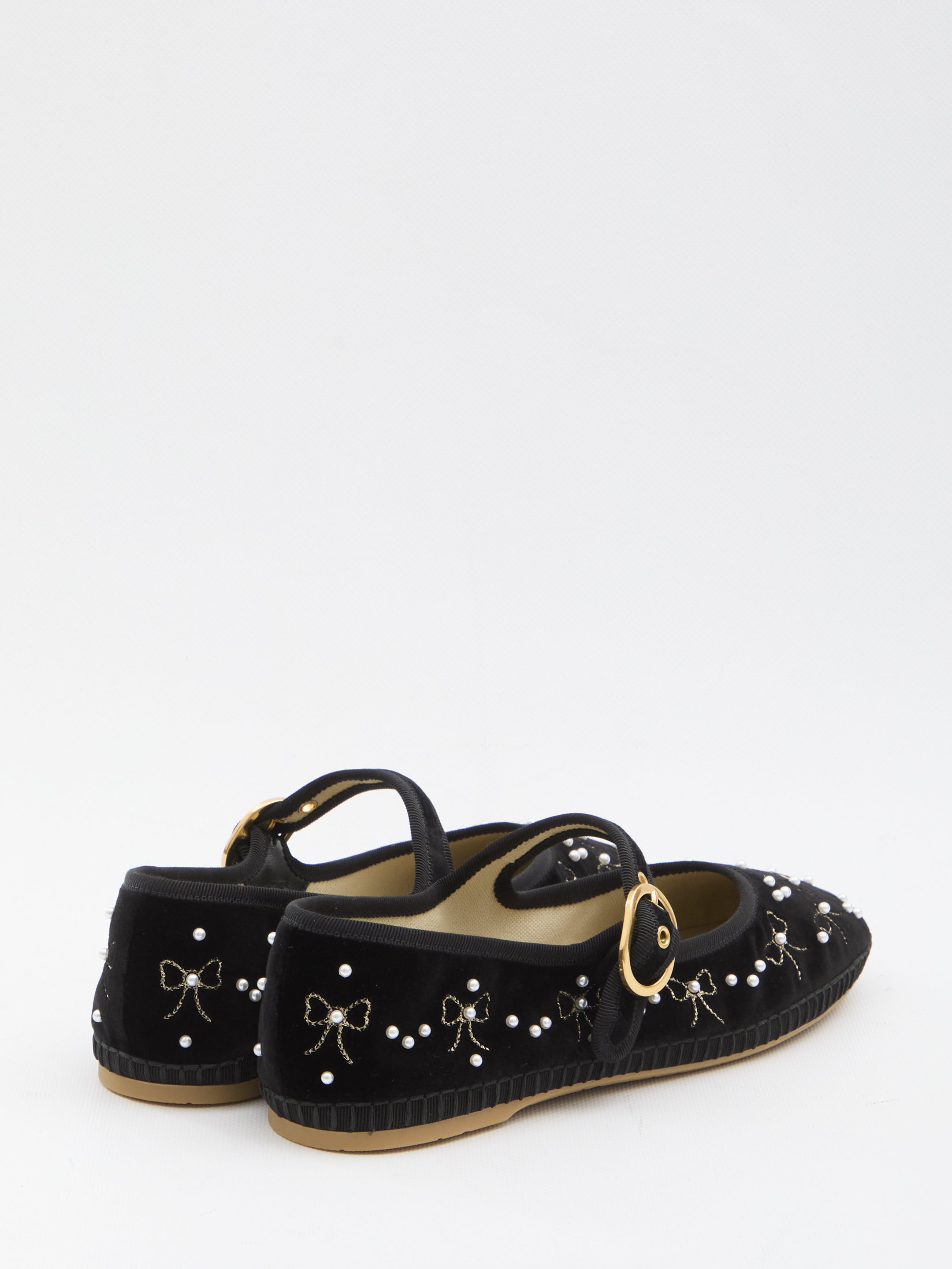 VALENTINO GARAVANI 36 endouce velvet mary-jane ballerina flats