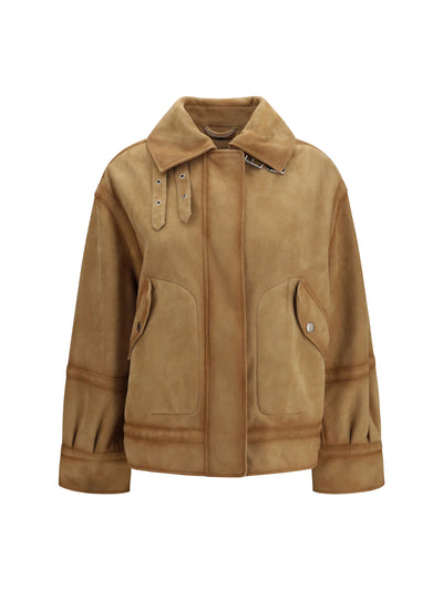 heritage detail suede aviator bomber jacket
