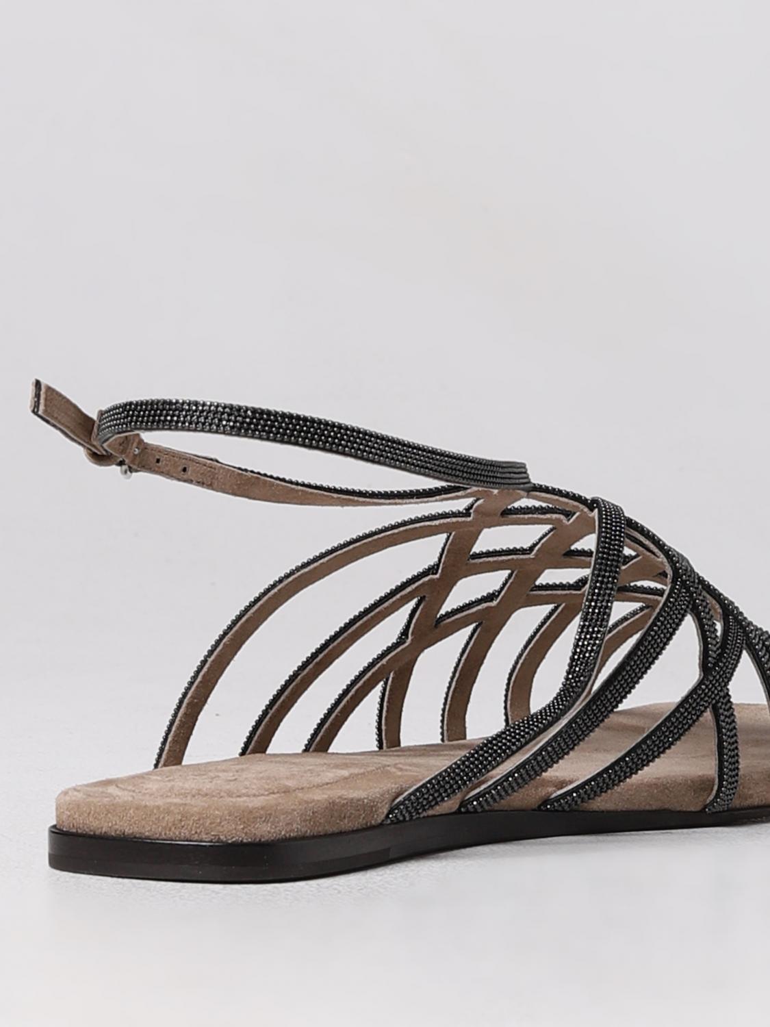 BRUNELLO CUCINELLI 36 sandal in leather with jewel