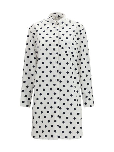 polka-dot midi shirt dress