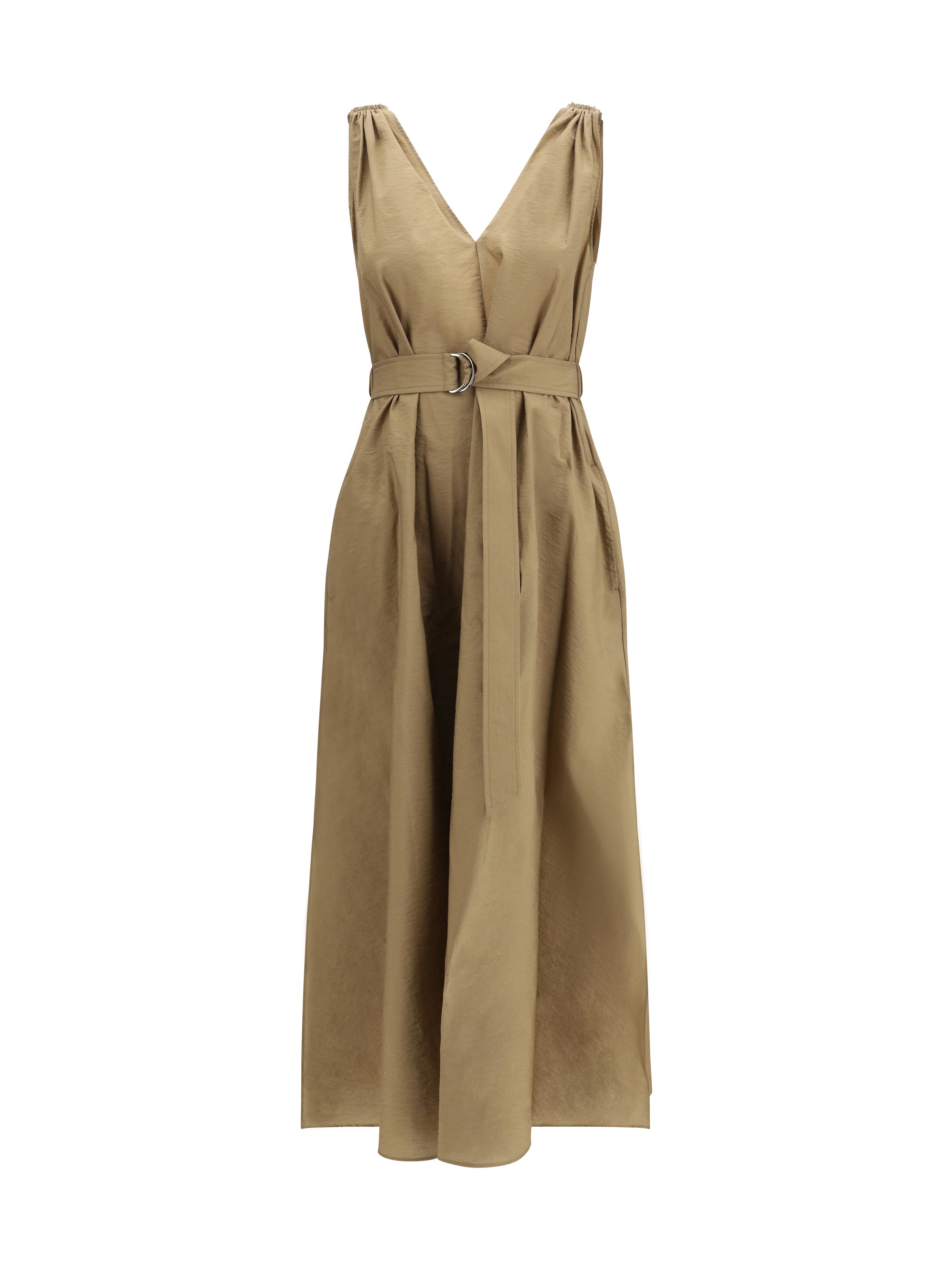 BRUNELLO CUCINELLI L cotton poplin dress precious shoulder detail