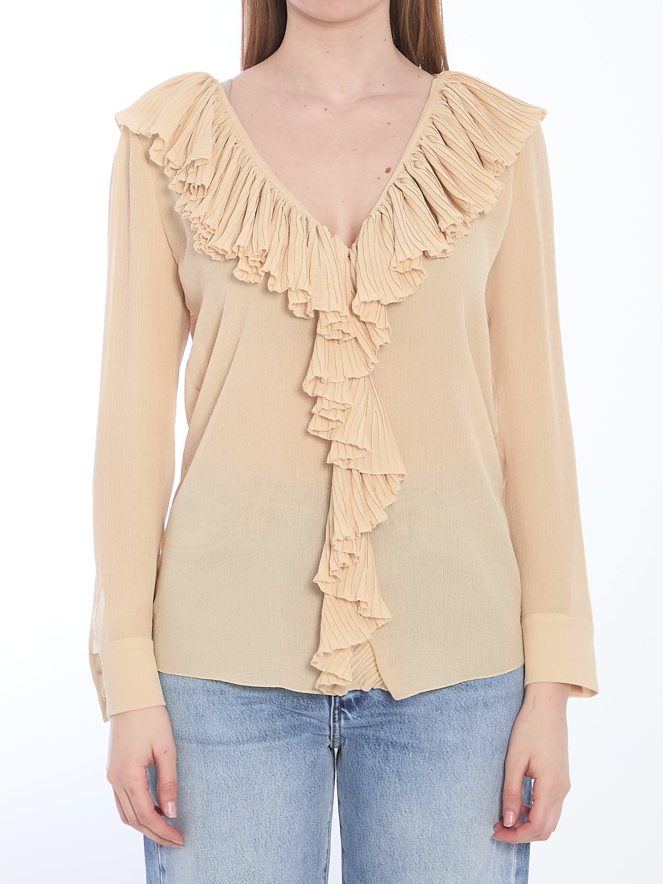 SAINT LAURENT 38 ruffled blouse