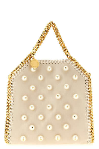 micro falabella handbag in forest-friendly satin embroidered