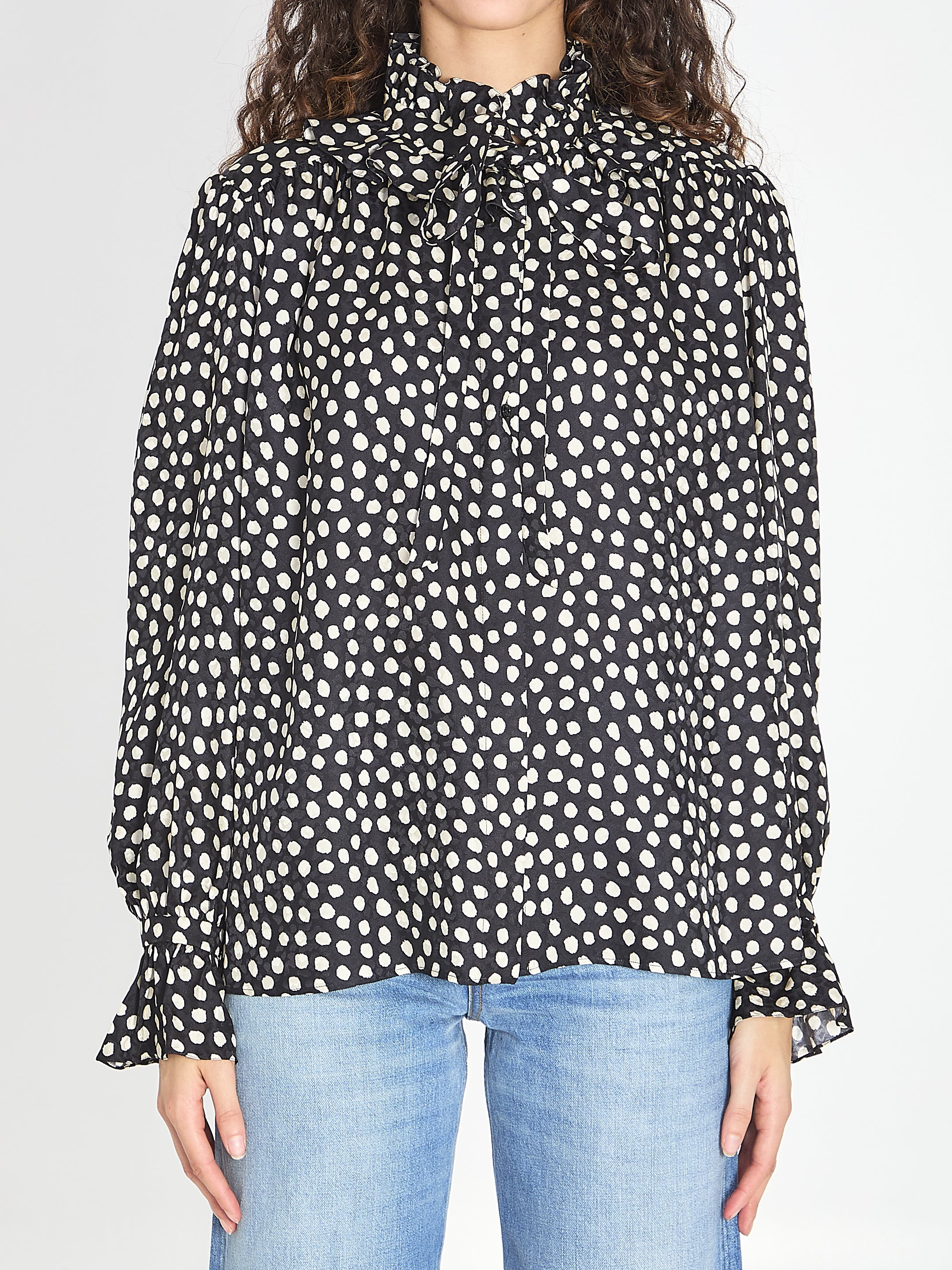 CHLOE 40 polka dot blouse with ruffles