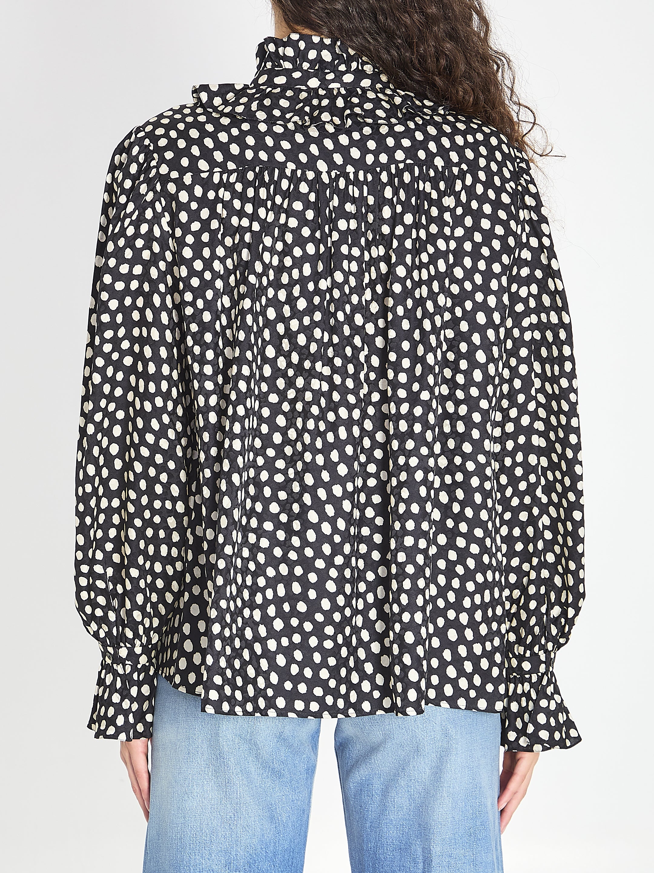CHLOE 40 polka dot blouse with ruffles