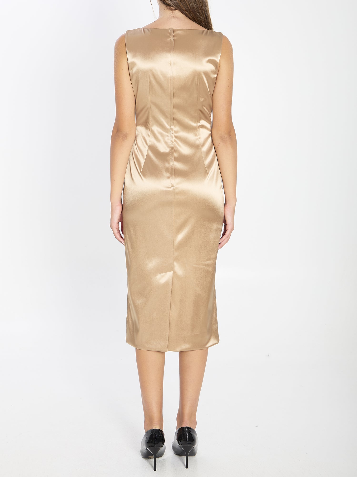 DOLCE&GABBANA 40 stretch satin midi dress