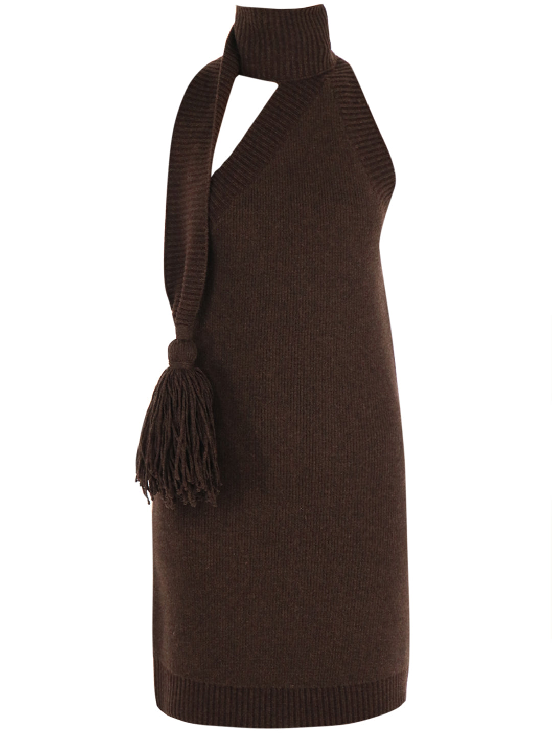 BOTTEGA VENETA S brown one shoulder dress
