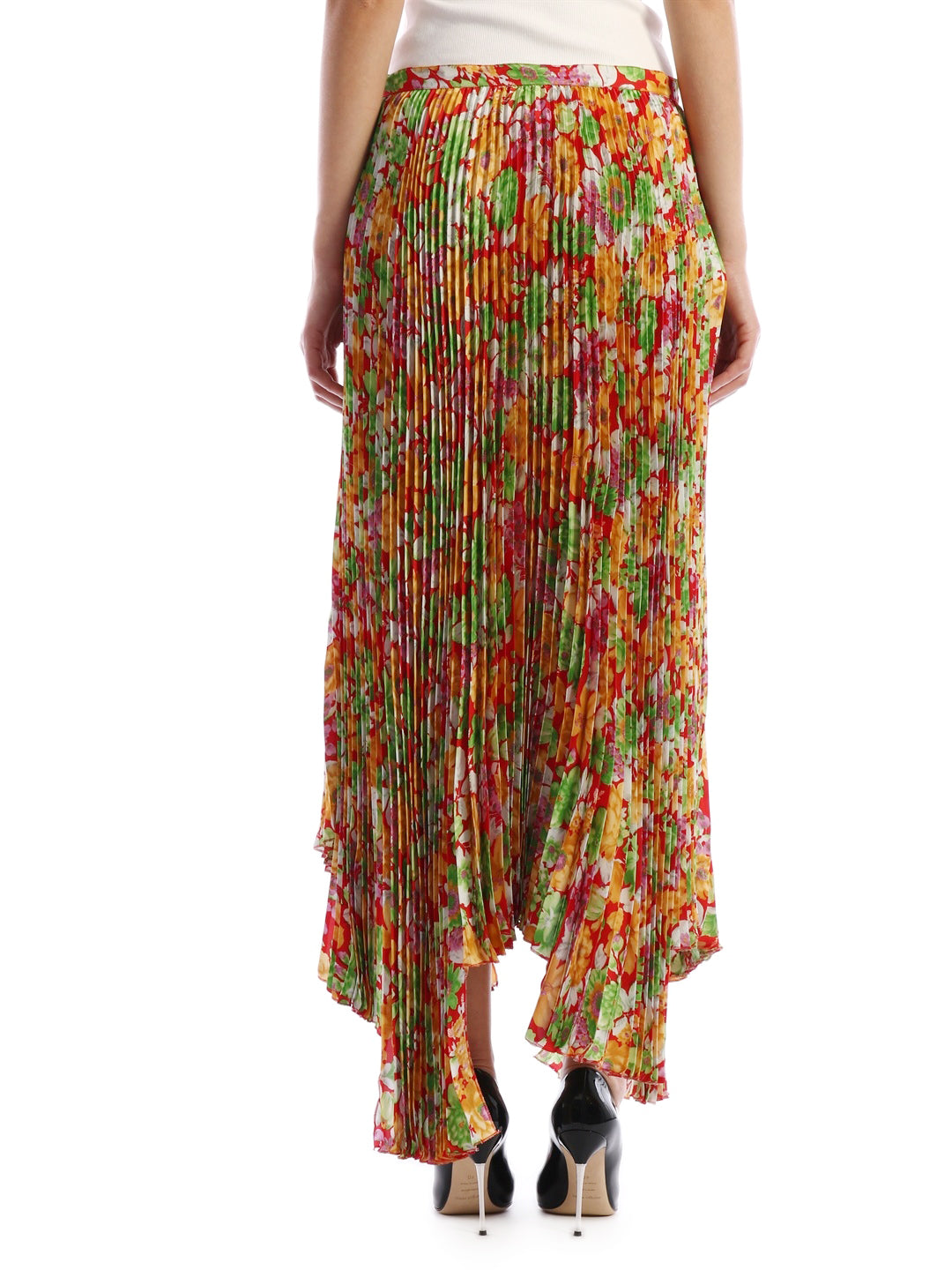 PLAN C 42 floral plissè skirt