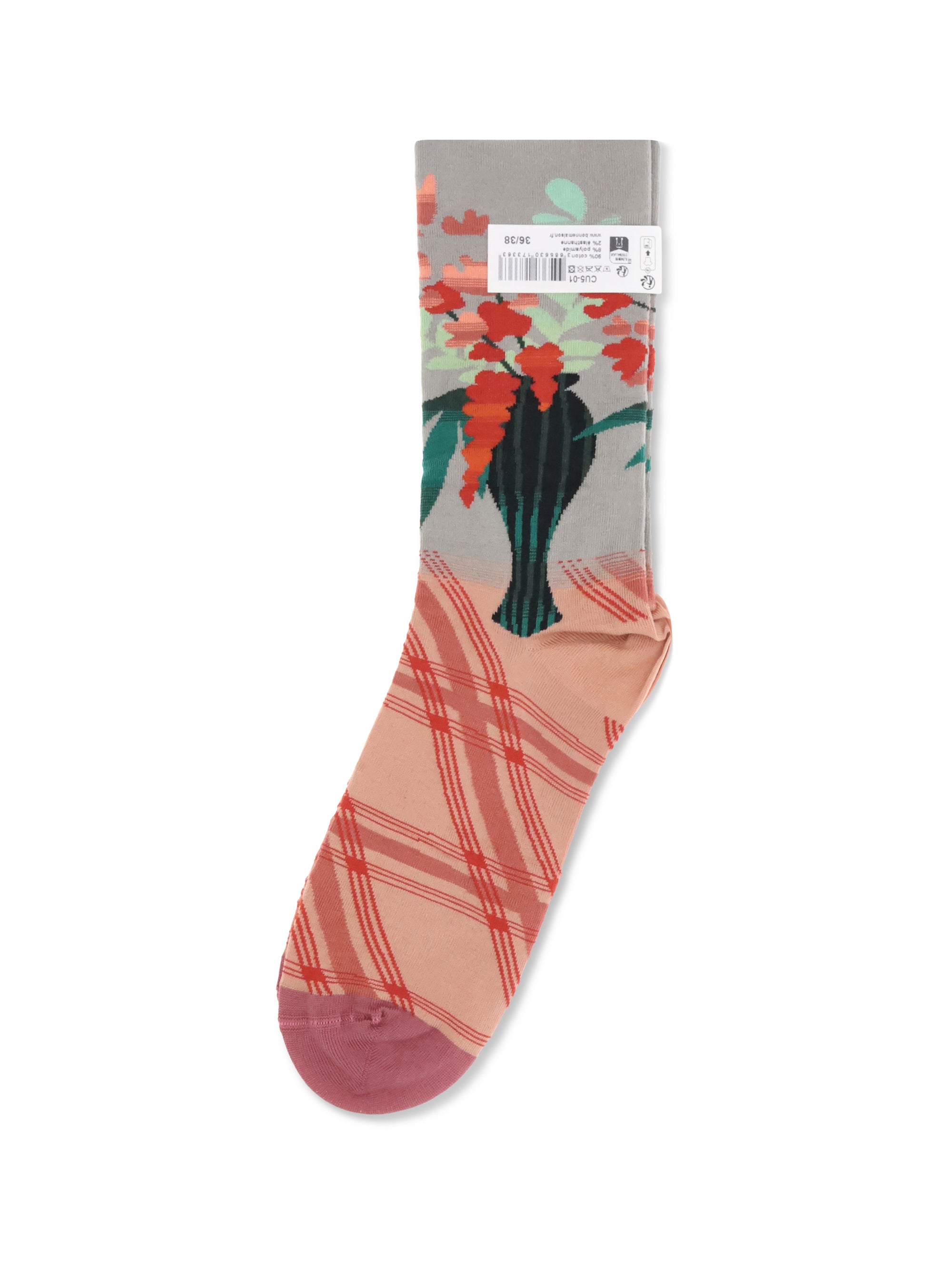 BONNE MAISON 39-41 vase with flowers pattern socks