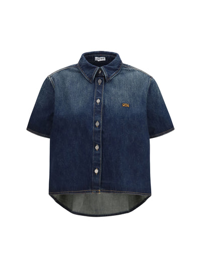 short sleeve denim trapeze shirt