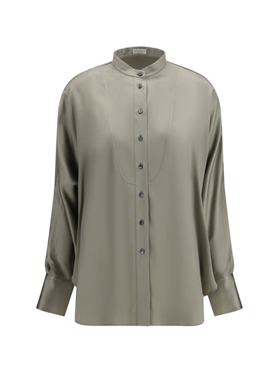silk shirt with monili details